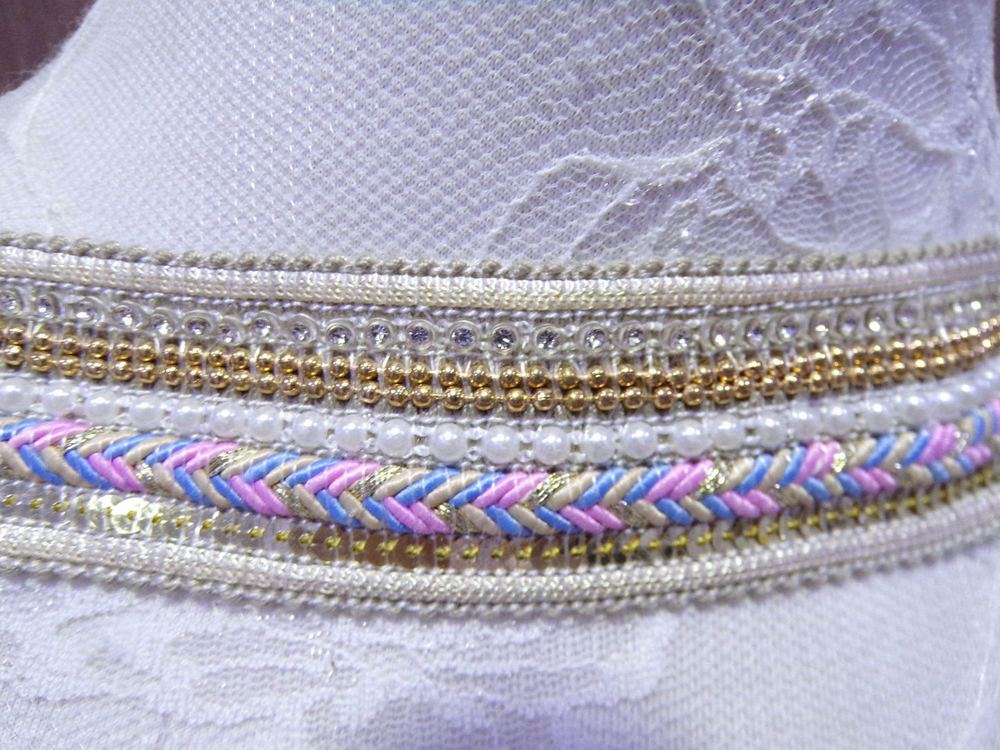 4cm wide Beaded Sequins Trim, Jewel Trim for Sewing, Craft, Decor, Jewel, Fashion trim