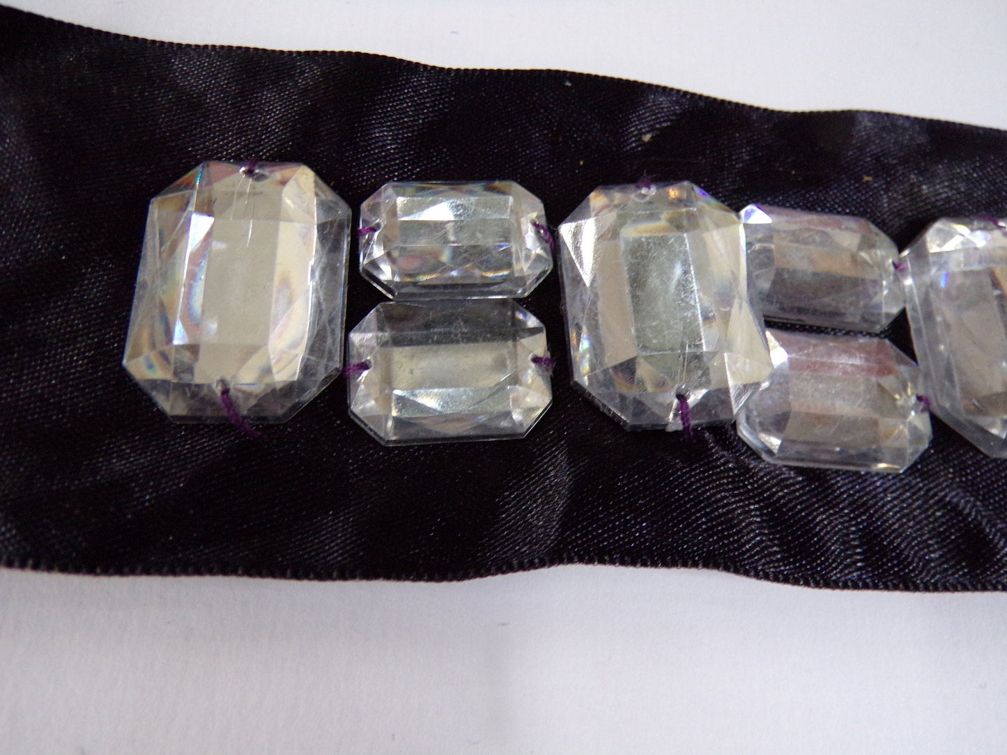 Beaded Diamante Trim Satin Ribbon, Applique for Dresses, Tops, Dancewear, Occasion wear, Jewel, Fashion trim