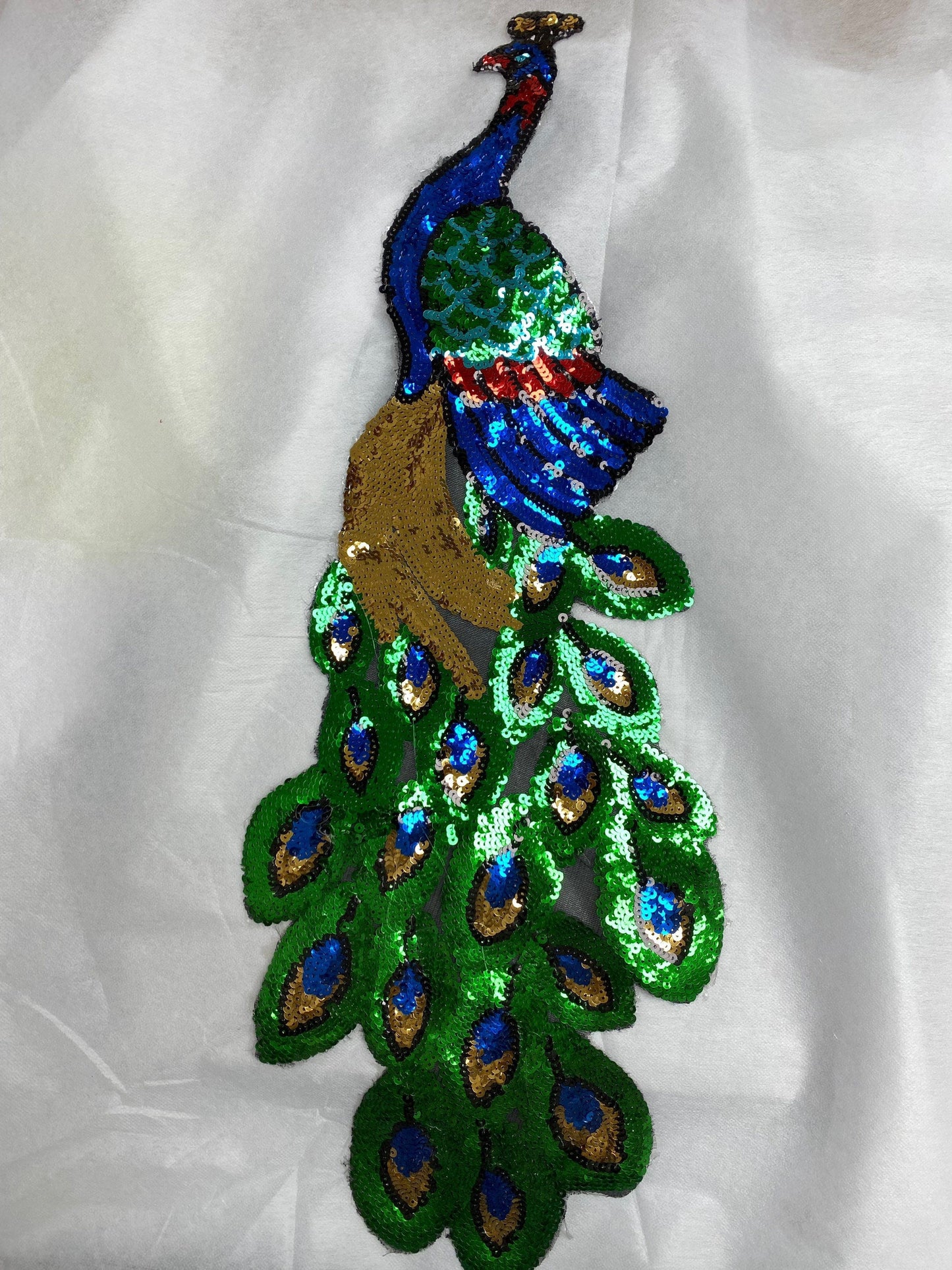 Sequins Peacock, Iron on sequins peacock, Large Sequins Peacock