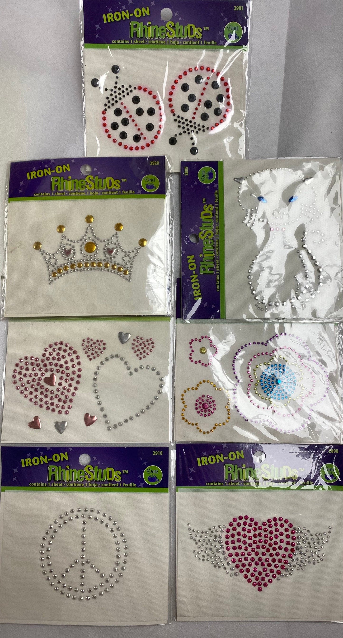 Iron on studs, heat seal studs, 7 designs, hot fix,