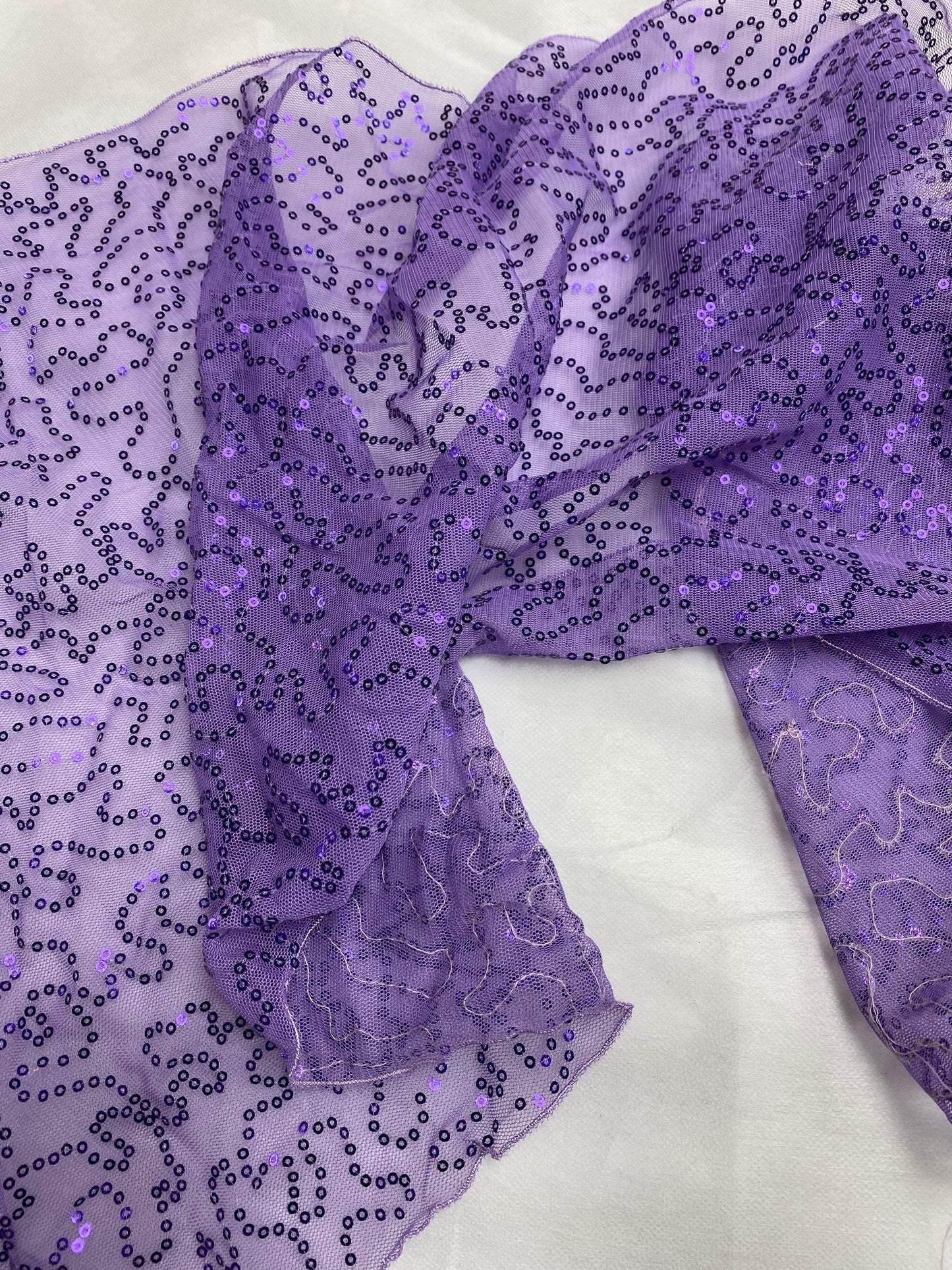 Sequins fabric, 33cm Wide sequins trim, Lilac colour