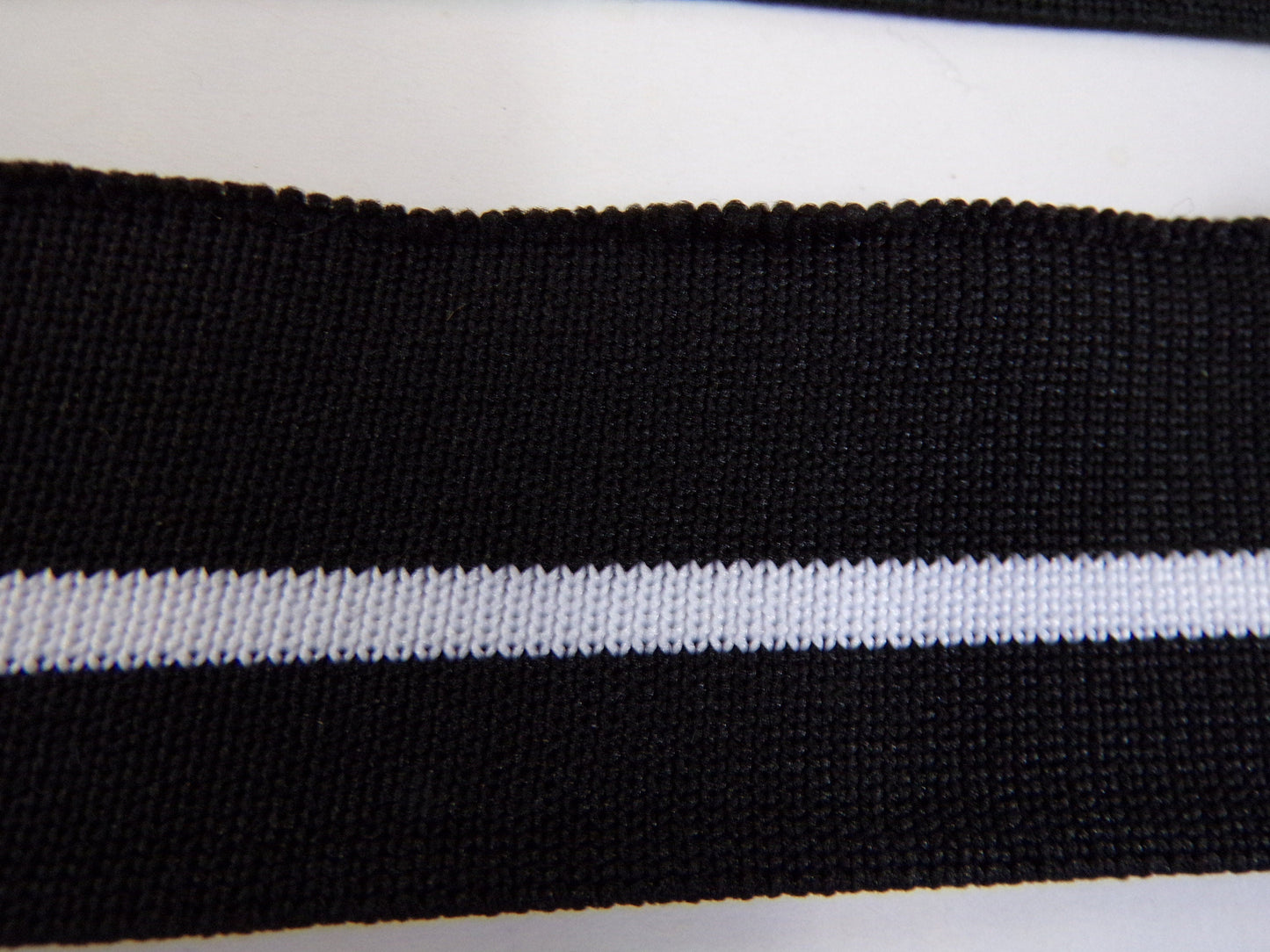 35mm Black with White Stripe Soft Sport Tape, Stretch Sport Tape, rib, stripe rib