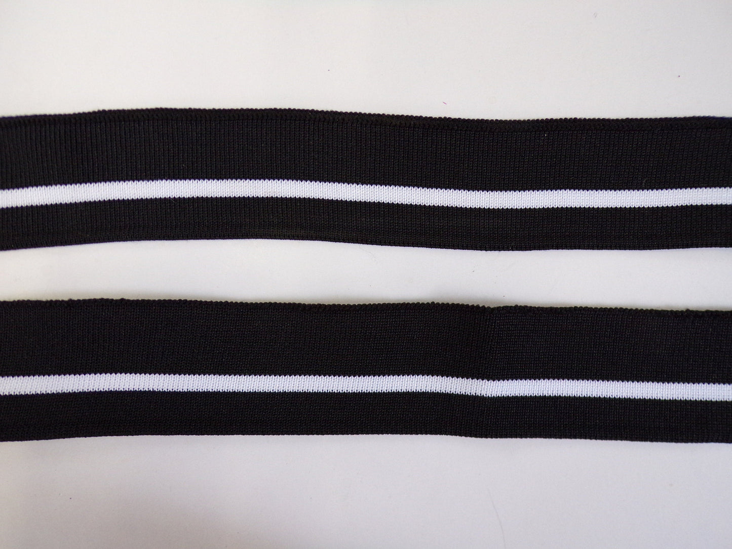 35mm Black with White Stripe Soft Sport Tape, Stretch Sport Tape, rib, stripe rib