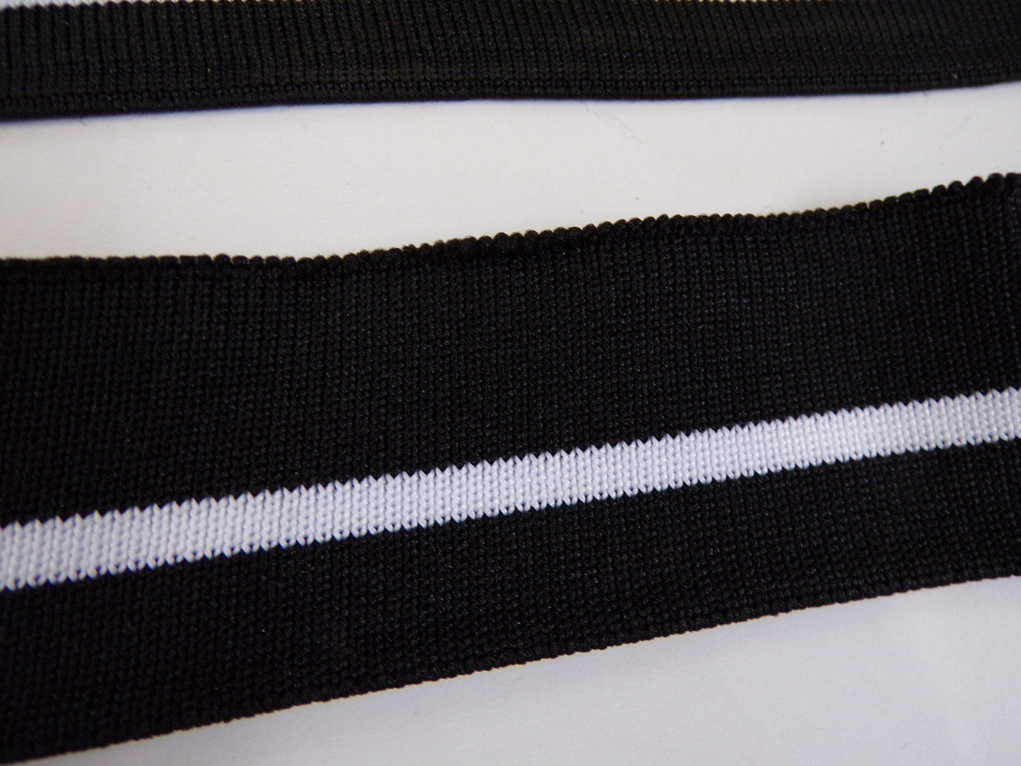 35mm Black with White Stripe Soft Sport Tape, Stretch Sport Tape, rib, stripe rib