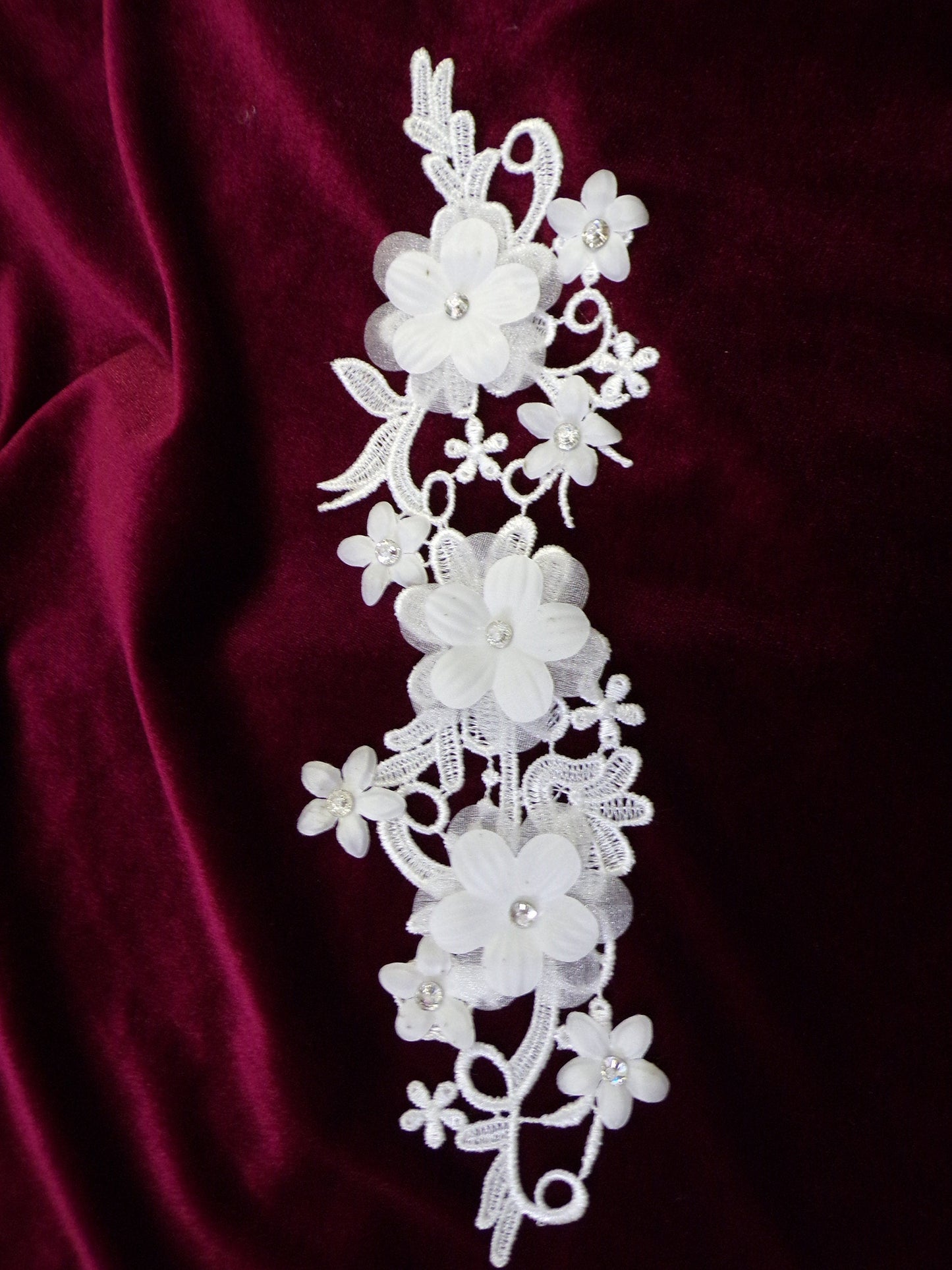 Flower Lace Applique, Lace Fabric, White Lace Applique Lace Trim, Bridal appliqué, Wedding decor