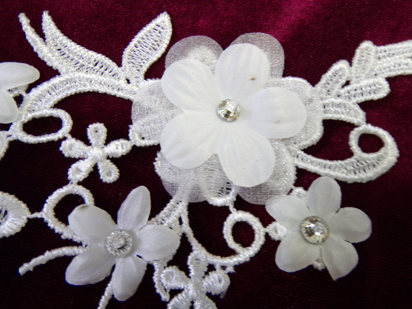 Flower Lace Applique, Lace Fabric, White Lace Applique Lace Trim, Bridal appliqué, Wedding decor