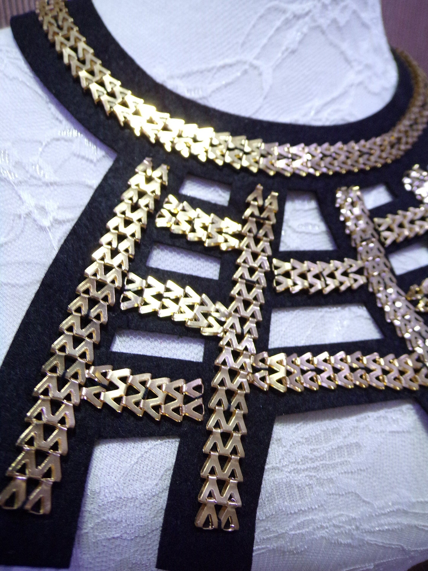 Black and Gold Applique, Gold Neck Trim, Round Neck Trim for Tops, Dresses, Dancewear, Sewing, Craft