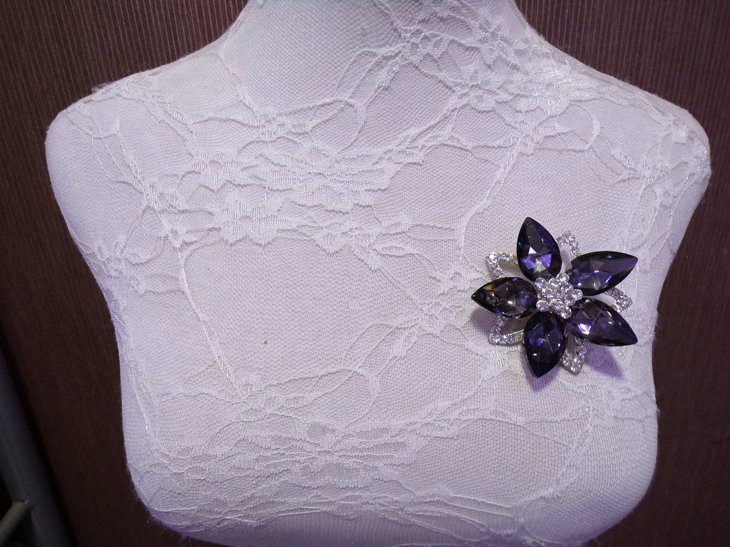 Diamante Flower Brooch, Rhinestone Diamante Crystal Brooch, Jewel brooch, Pin on Diamanté brooch