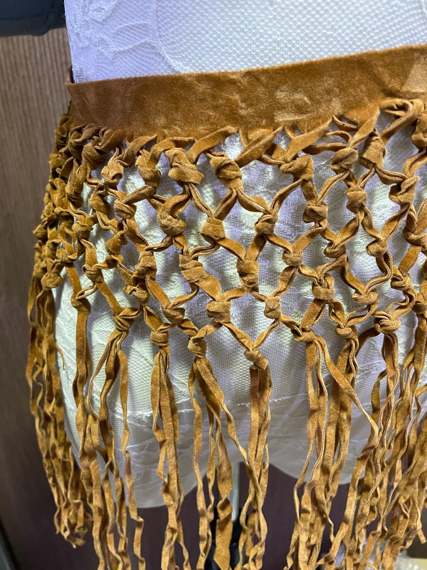 30cm tassel, Imit suede tassel, tassel, fringing, tan fringe, tan suede, tan tassel, knotted fringe,
