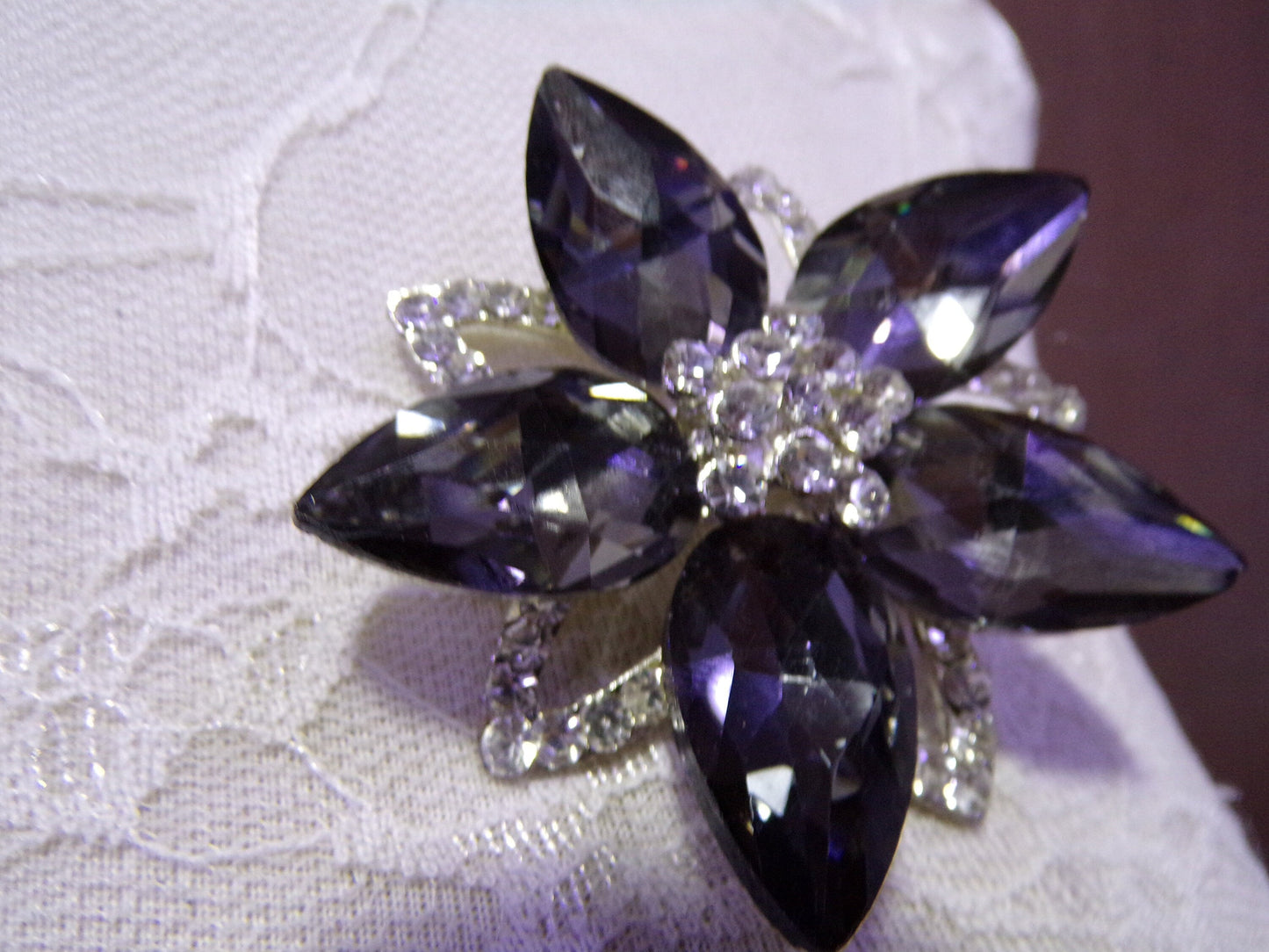 Diamante Flower Brooch, Rhinestone Diamante Crystal Brooch, Jewel brooch, Pin on Diamanté brooch