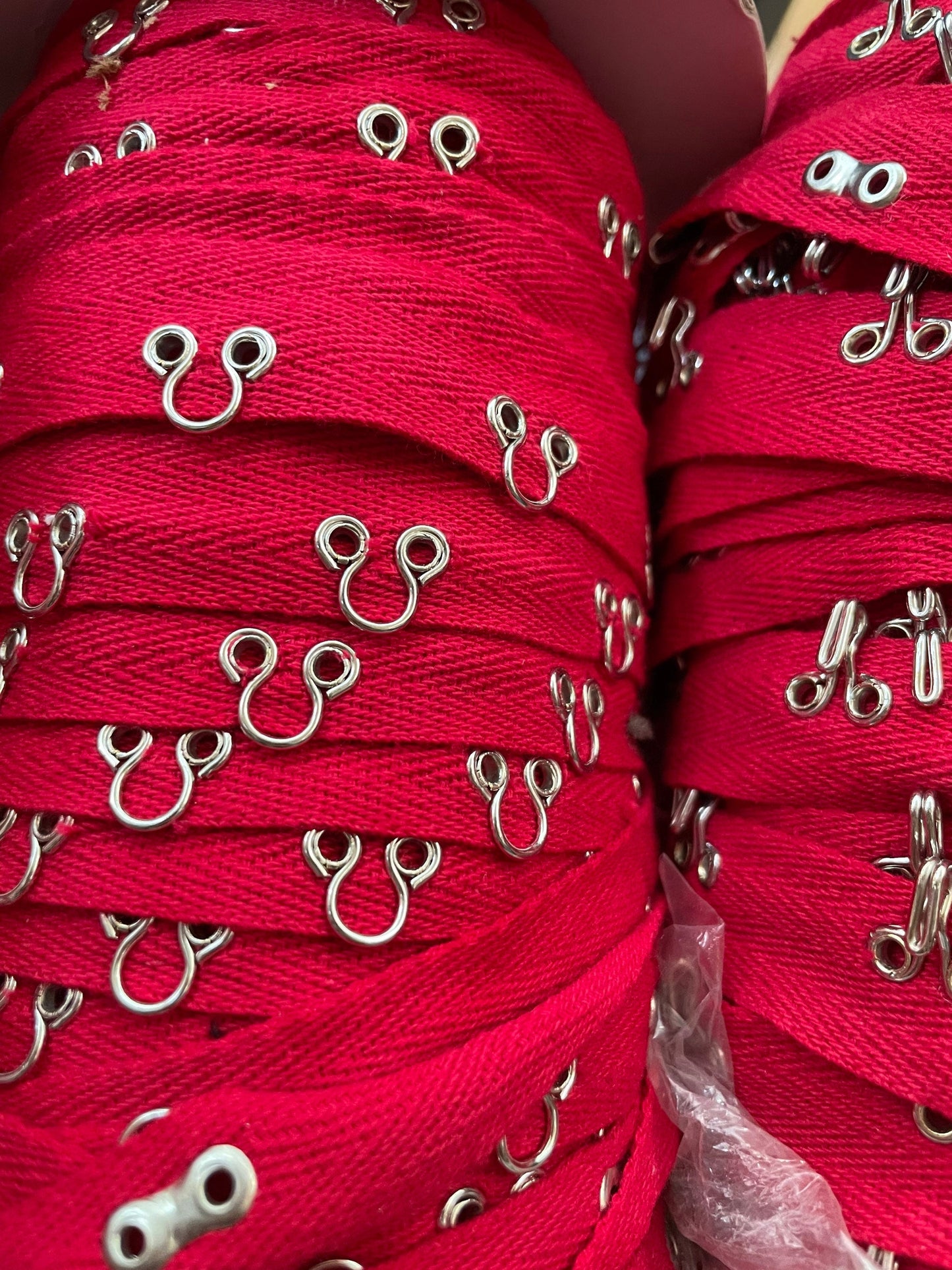 20mm, Hook and Eye Tape Cotton Twill, black or ivory, chunky hook and eye tape, corset tape, lingerie tape, quality approved. Hooks and eyes