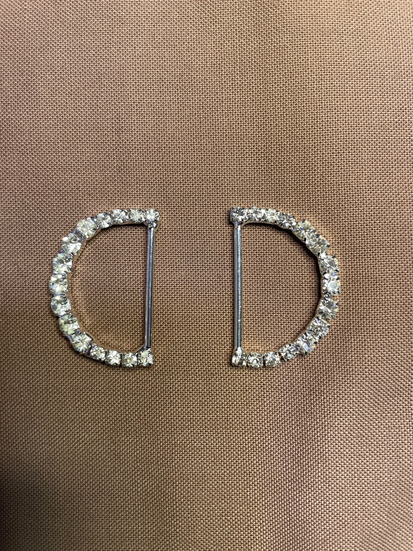 D ring, rhinestone d ring, diamanté d ring, silver d ring, d buckle