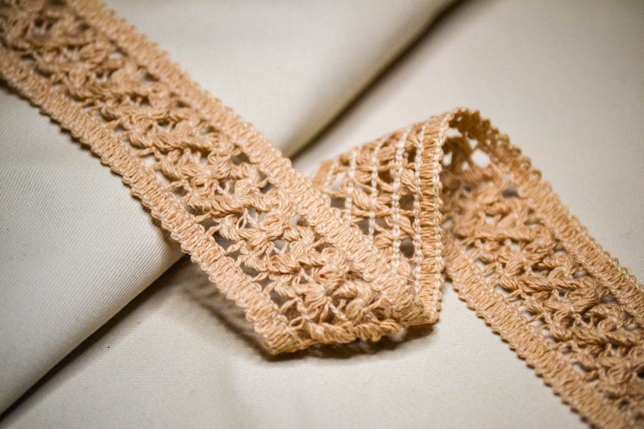 Floral Lace Trimming, Lace Trimming, crochet lace, cotton lace, beige lace,