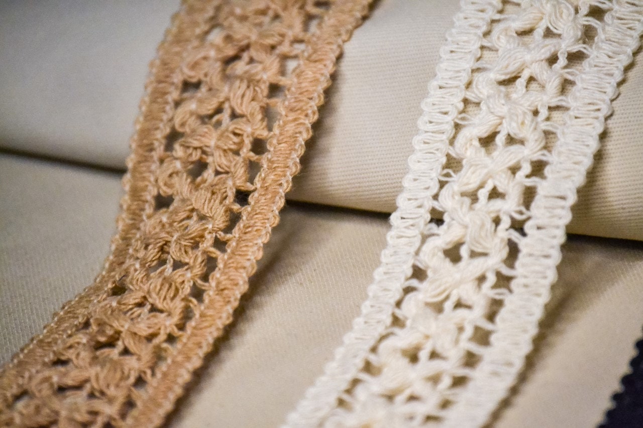 Floral Lace Trimming, Lace Trimming, crochet lace, cotton lace, beige lace,