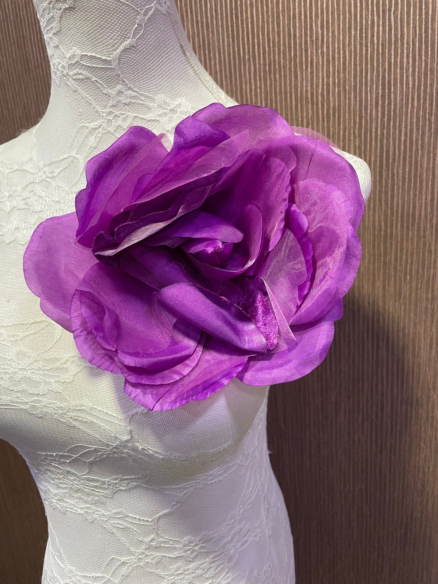 Corsage flower, pin on flower, flower, brooch, purple flower, wedding corsage, bridal corsage