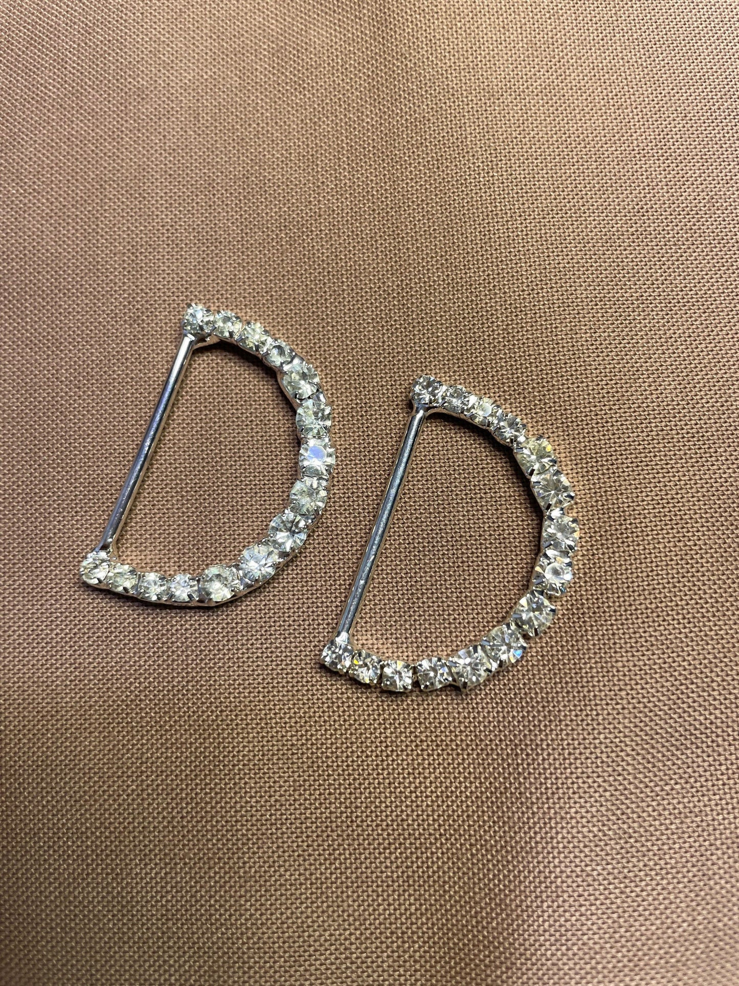 D ring, rhinestone d ring, diamanté d ring, silver d ring, d buckle