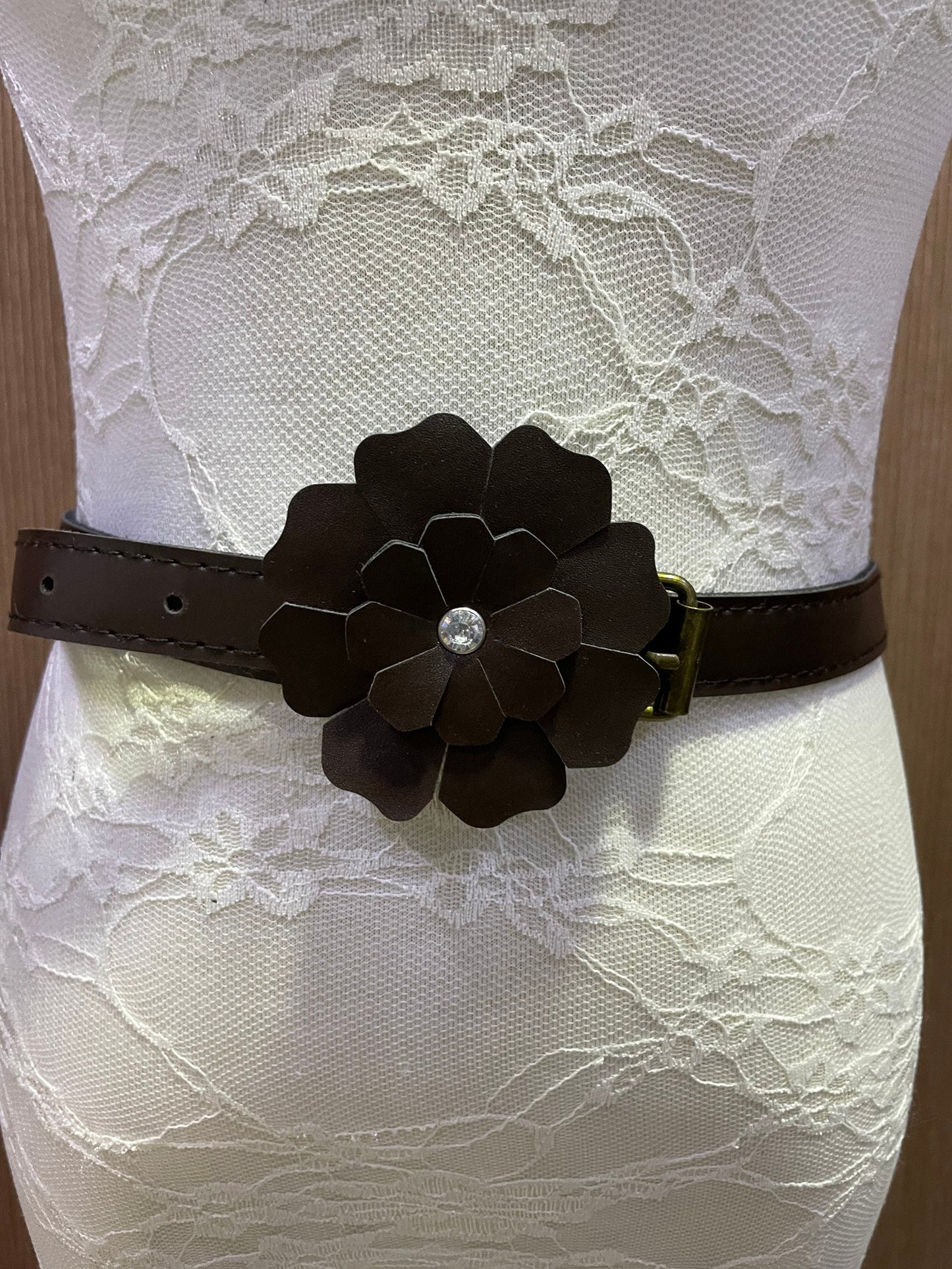 Belt, brown belt, Daisy belt, fashion belt, skinny belt, 2cm belts