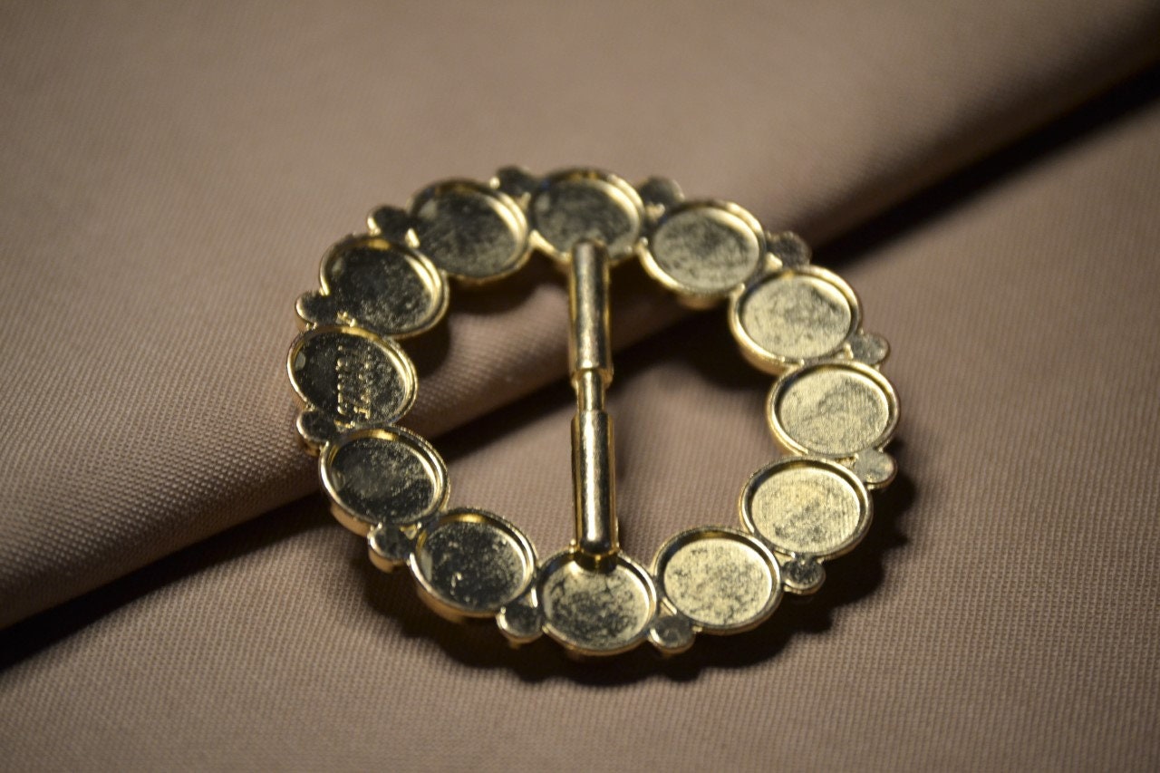 Round Pearl with diamante buckle, vintage buckle, gold buckle, dress buckle, pearl buckle