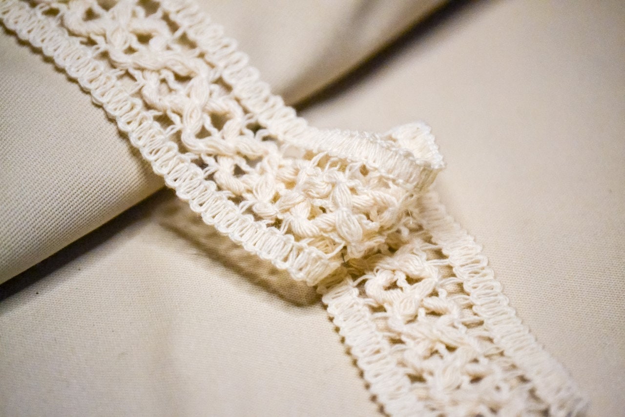 Floral Lace Trimming, Lace Trimming, crochet lace, cotton lace, beige lace,