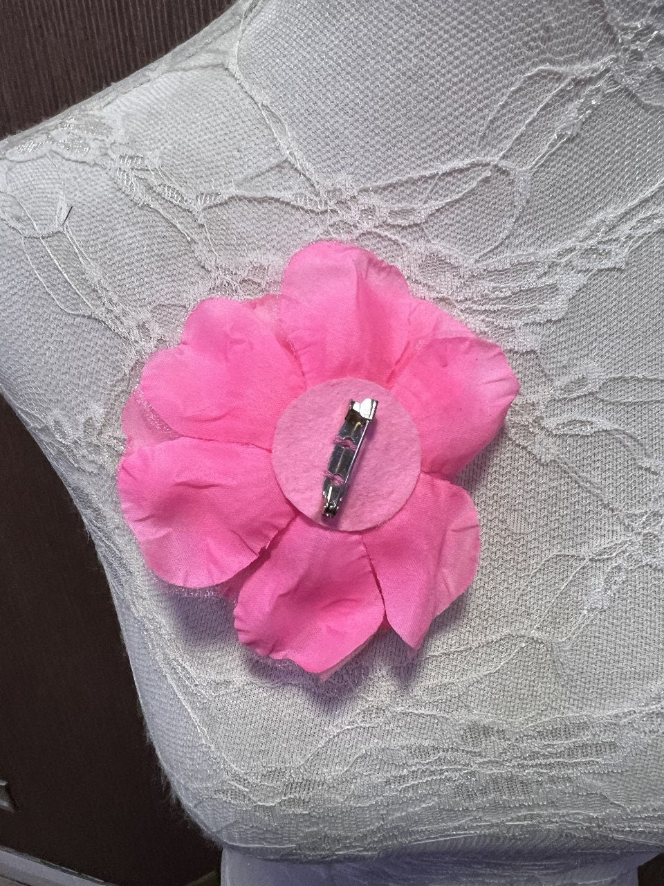 Delicate Rose Pin, Rose Brooch, Rose Corsage Pin, Corsage, pink corsage, fluorescent pink flower,