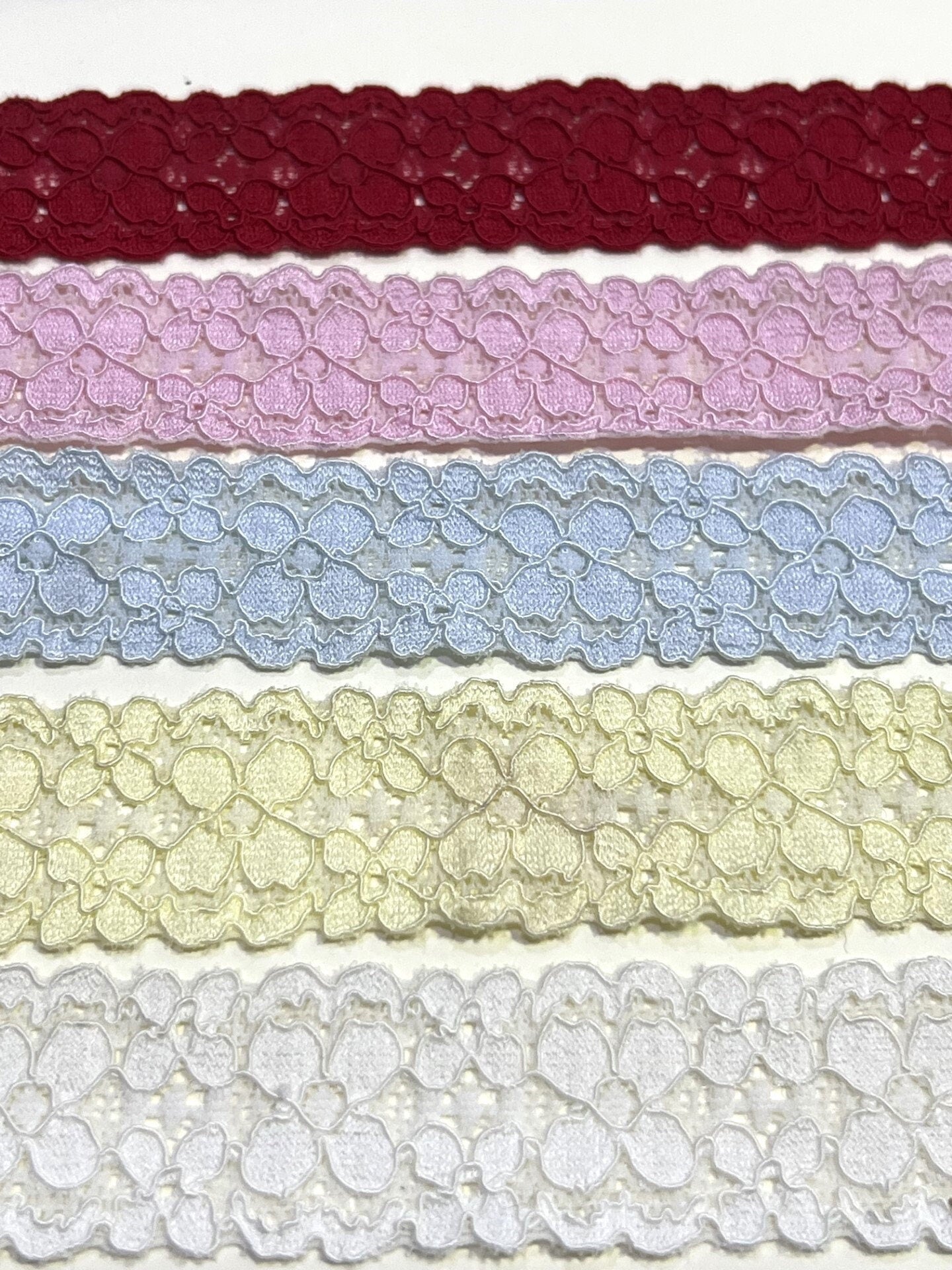 3cm wide Stretch Lace Trim, in 5 Colours, Elastic Lace Trim, Thin lace, Lingerie lace, lace, stretch lace, French lace