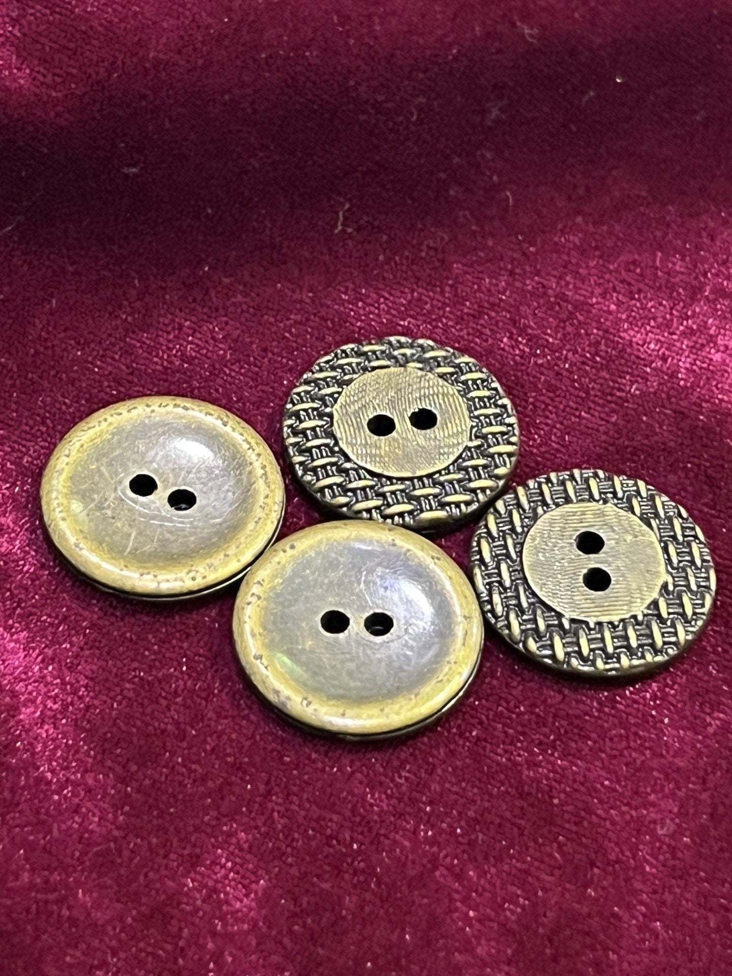 Antique Brass, Grey, Silver, Gold, 2-Hole textured button, Lightweight button, Textured buttons, Costume buttons, Coat buttons, shirt button