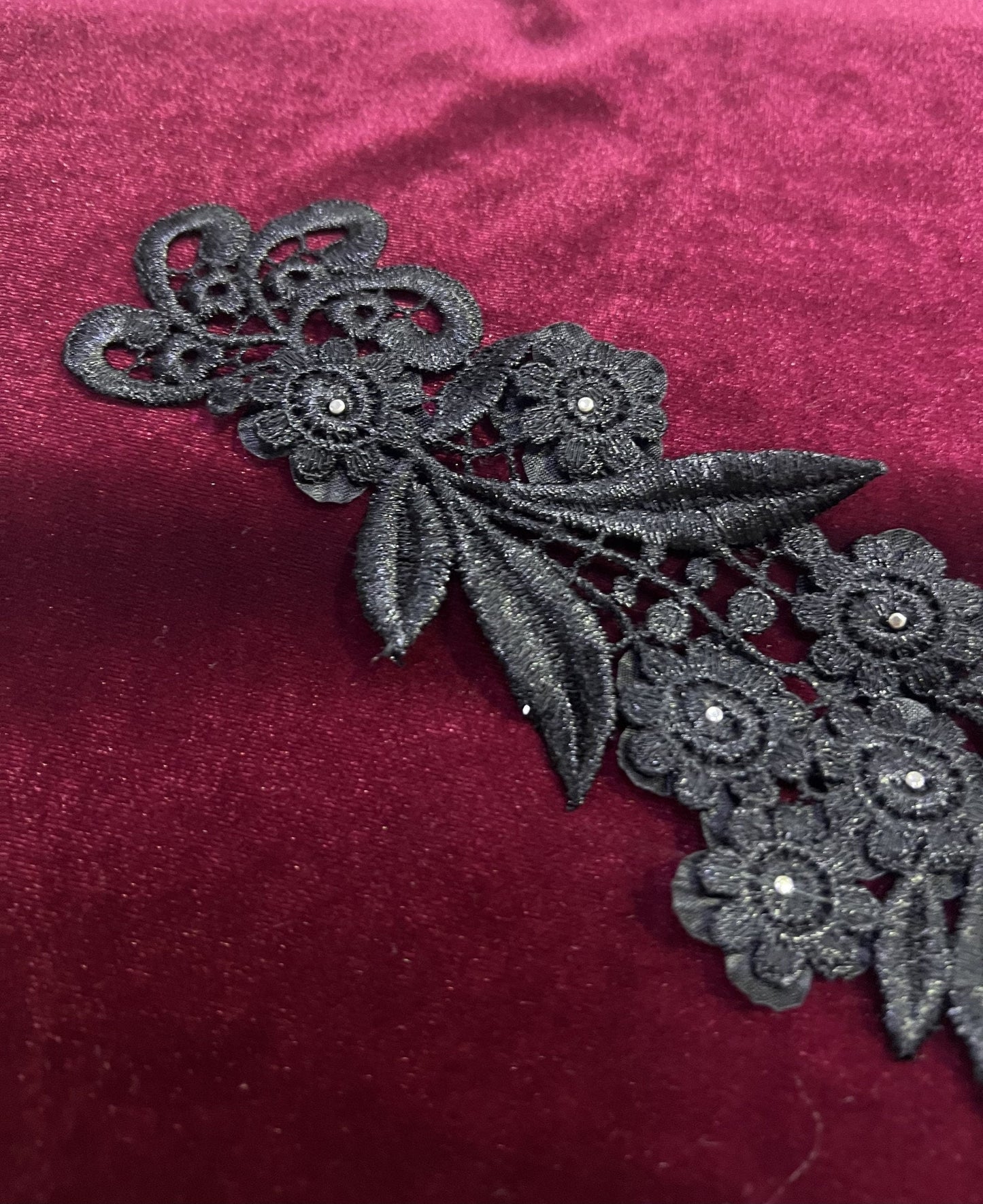 Flower Pearl Lace Applique, Lace Fabric, White / Black Lace Applique Lace Trim, Bridal appliqué, Wedding decor