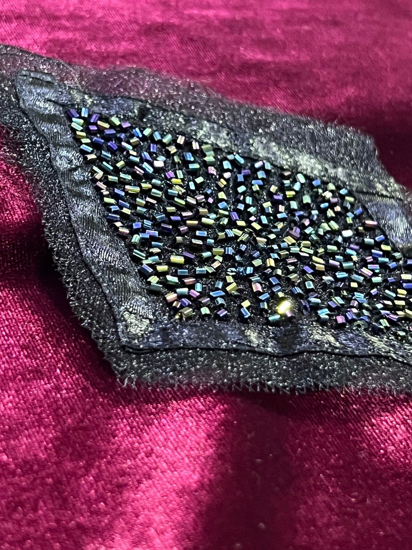 Black Sequin Applique, jewel appliqué, fashion patch, couture Appliqué, sequin appliqué, jewel patch, Diamond-shape appliqué