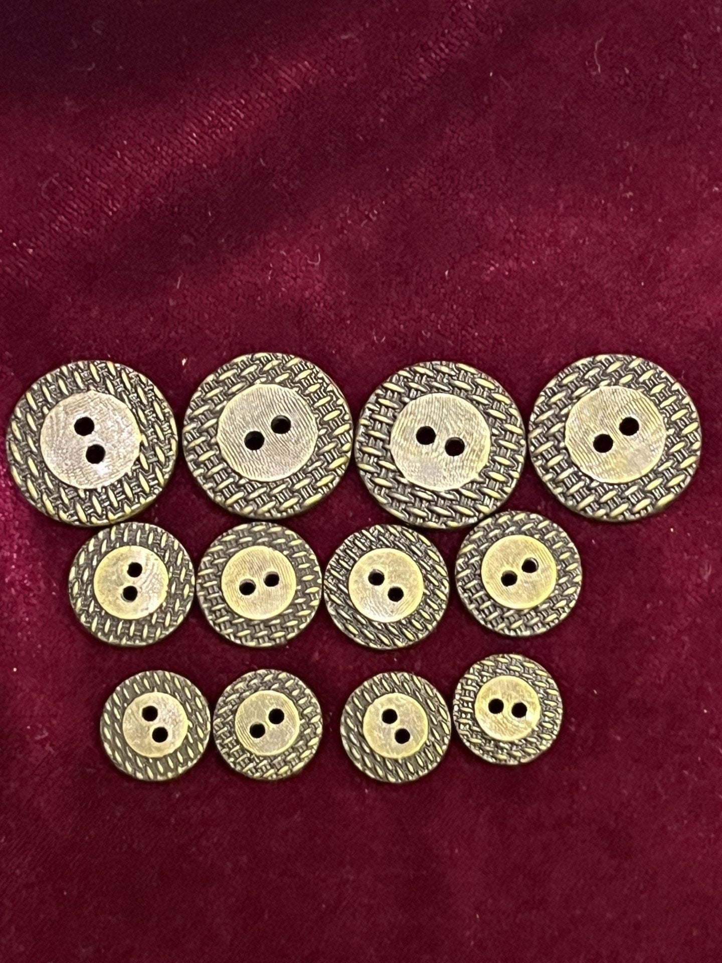 Antique Brass, Grey, Silver, Gold, 2-Hole textured button, Lightweight button, Textured buttons, Costume buttons, Coat buttons, shirt button