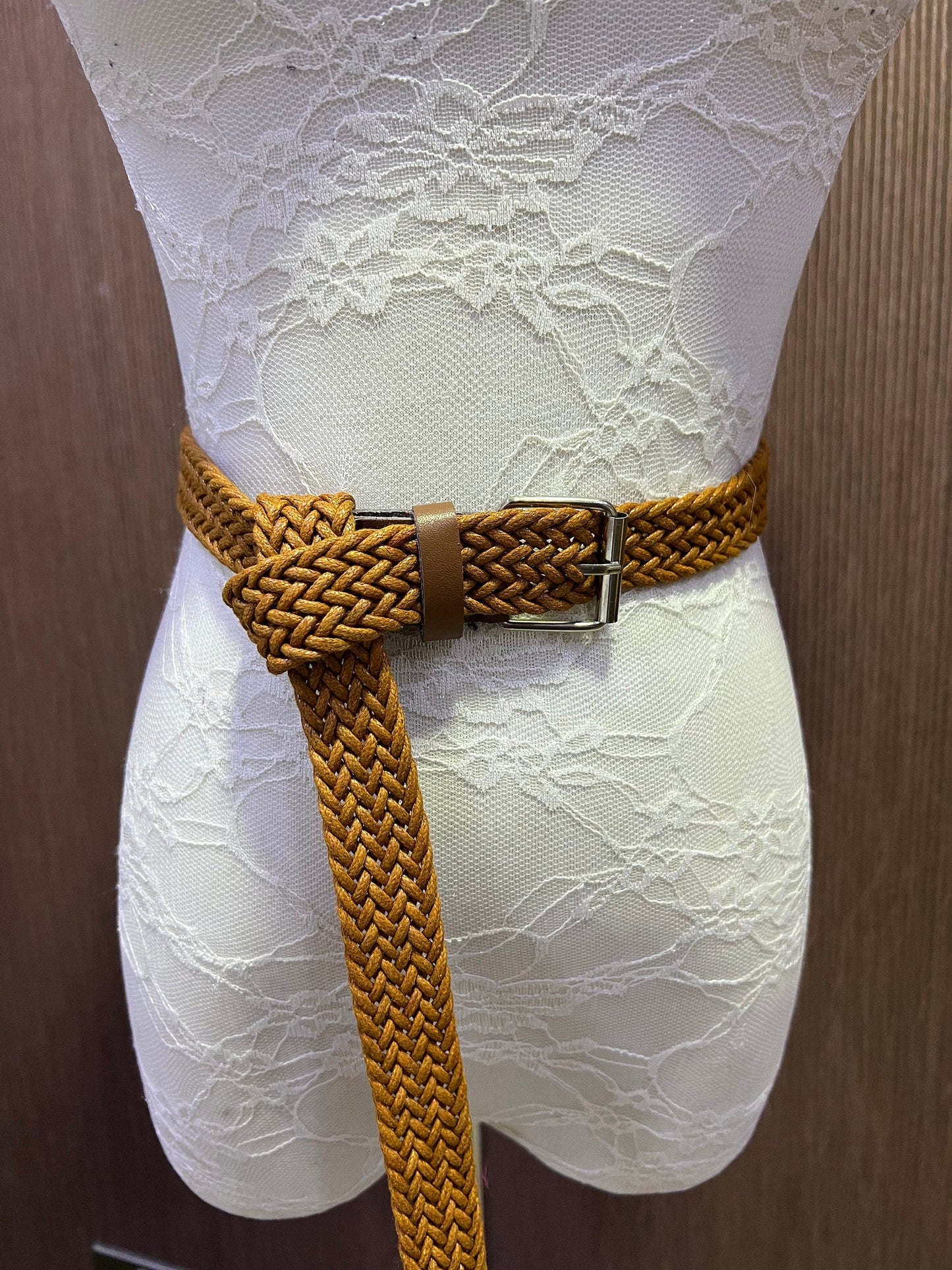 Brown Elasticated Raffia Belt with Wicker style buckles, 123.7 cm stretch belt, belt, vintage belt, boho belt, Y2K Fashion, Tan Belt