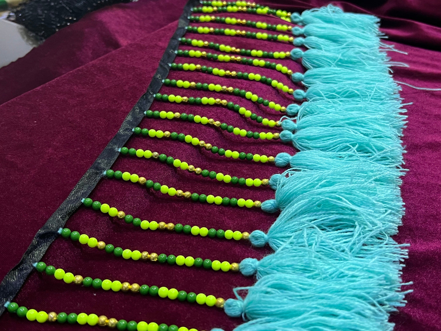 Tassel Fringe with beads trim, Cotton Tassel Trim, Decoration Ribbon, Sewing Craft, festival trim, festival fringe