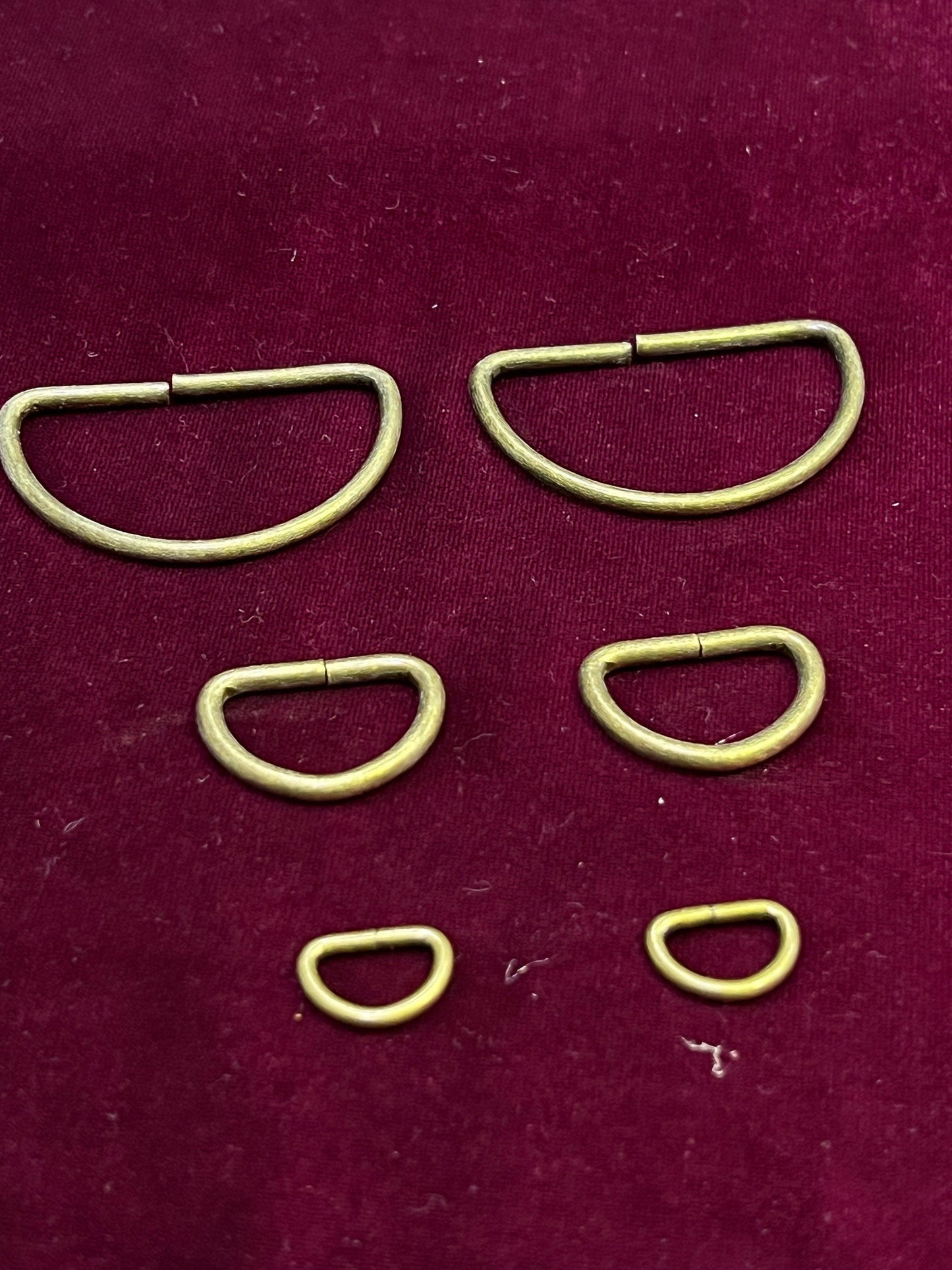 Metal D Rings, Assorted sizes, Metal rings, Belt Buckle, Bag Clasp Leather Craft Accessories, antique brass d rings, d rings