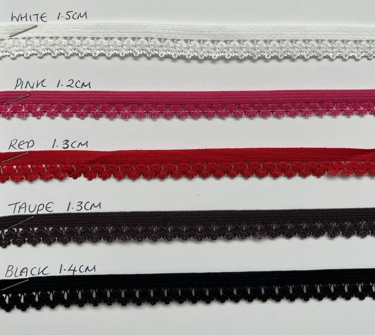 12mm, Lingerie Elastic, Decorative Edging Lingerie, Elasticated Lace Trim for Underwear, knicker elastic, ric Rac elastic, picot elastic