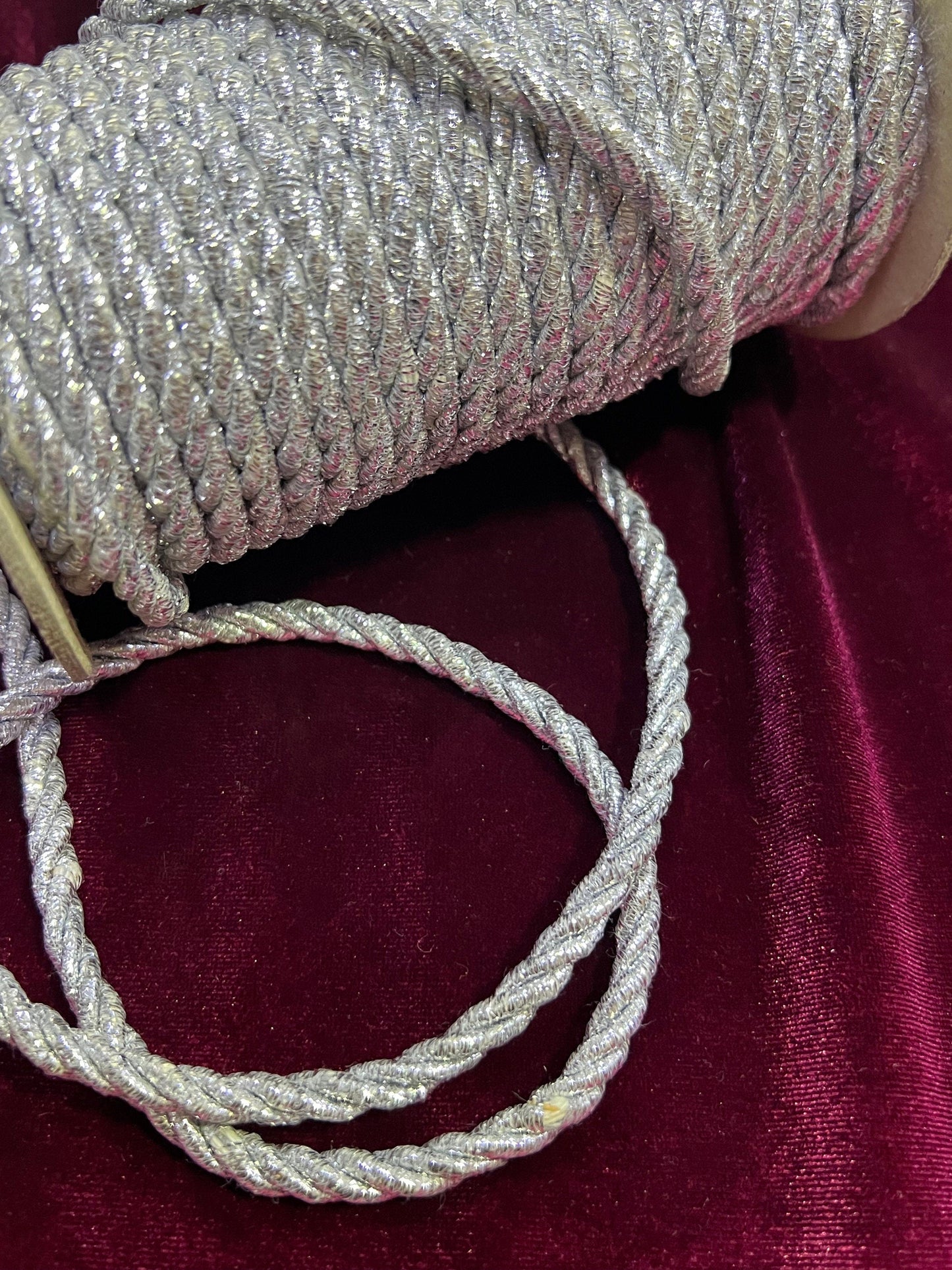 6mm Silver Cord, Metallic Braided Cord, Lurex Cord, Christmas Craft, Jewellery, Hair Crafts, lurex cord, shiny cord, gold cord, silver
