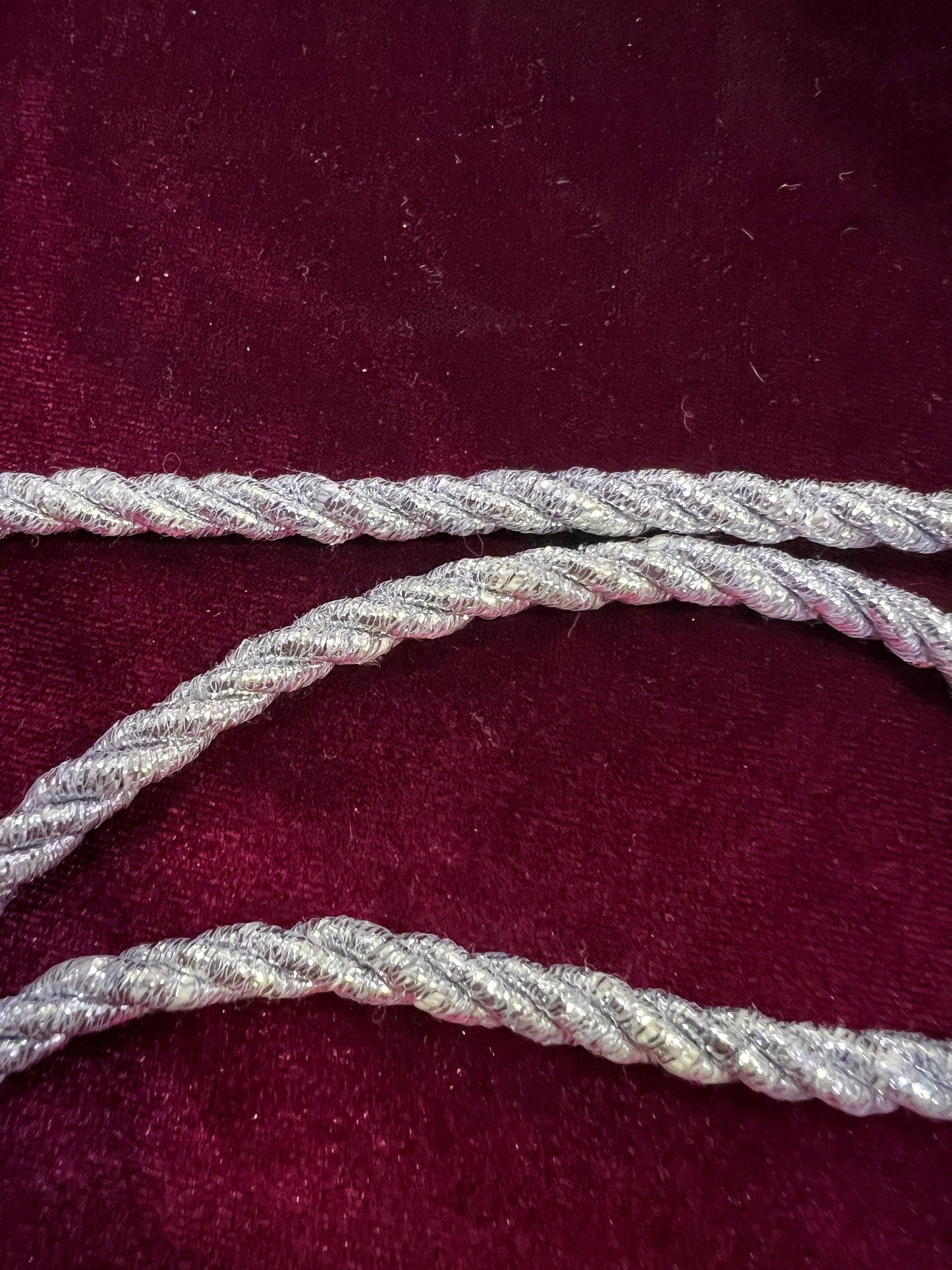 6mm Silver Cord, Metallic Braided Cord, Lurex Cord, Christmas Craft, Jewellery, Hair Crafts, lurex cord, shiny cord, gold cord, silver
