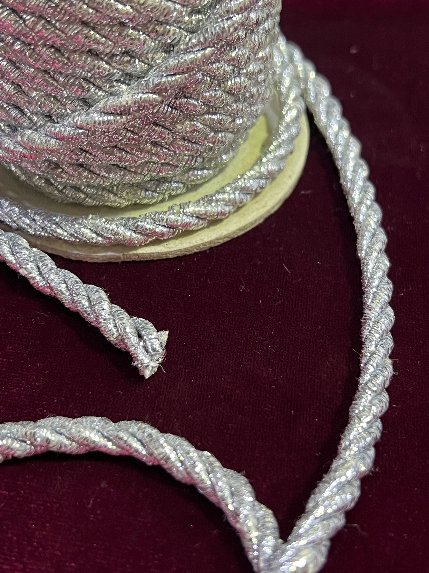 6mm Silver Cord, Metallic Braided Cord, Lurex Cord, Christmas Craft, Jewellery, Hair Crafts, lurex cord, shiny cord, gold cord, silver