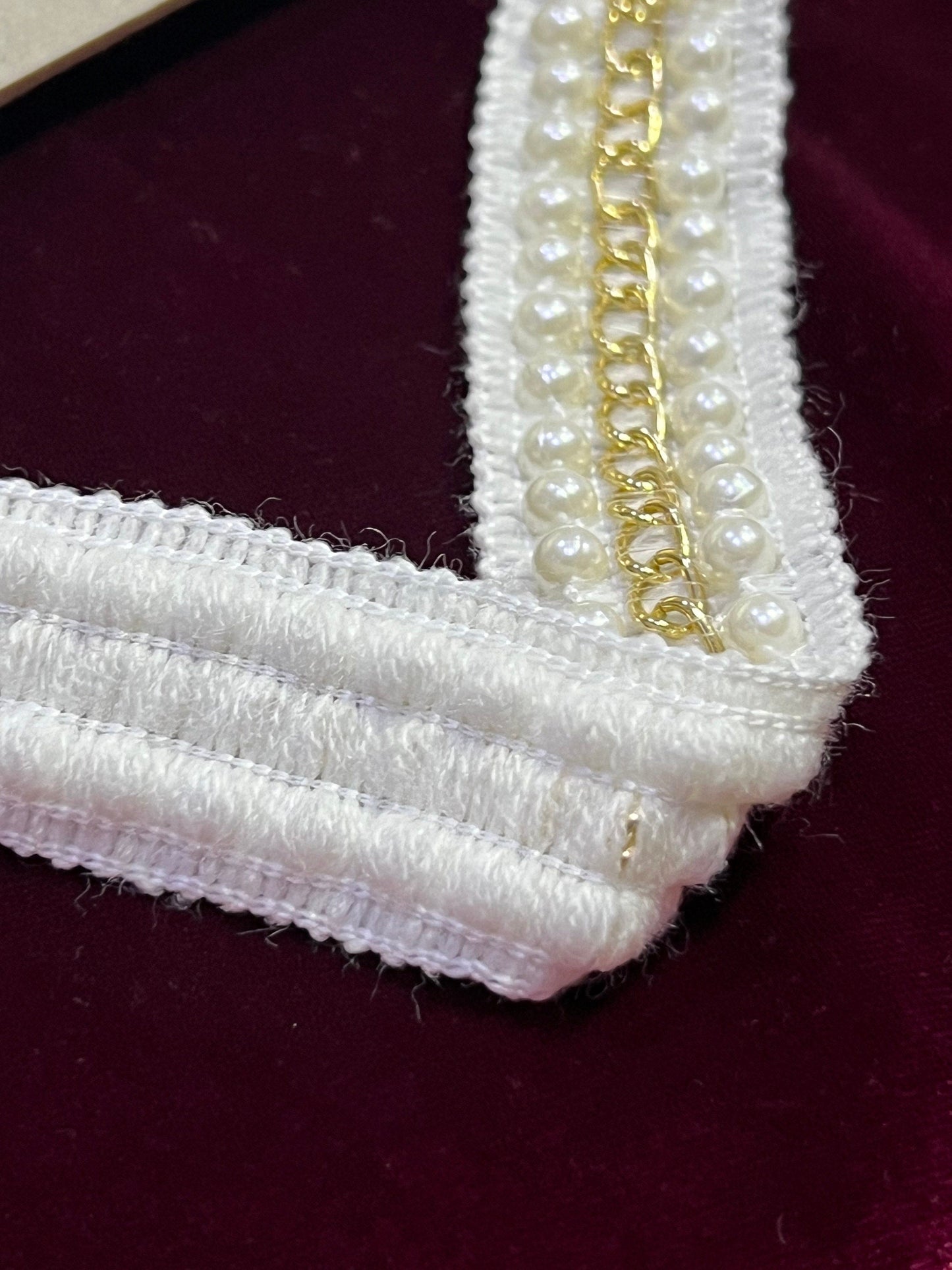Pearl Knitted with Chain, Bridal Trimming, Pearl Trimming, Sash Pearl Chain Wedding, Jewel trim, Decoration, Craft,