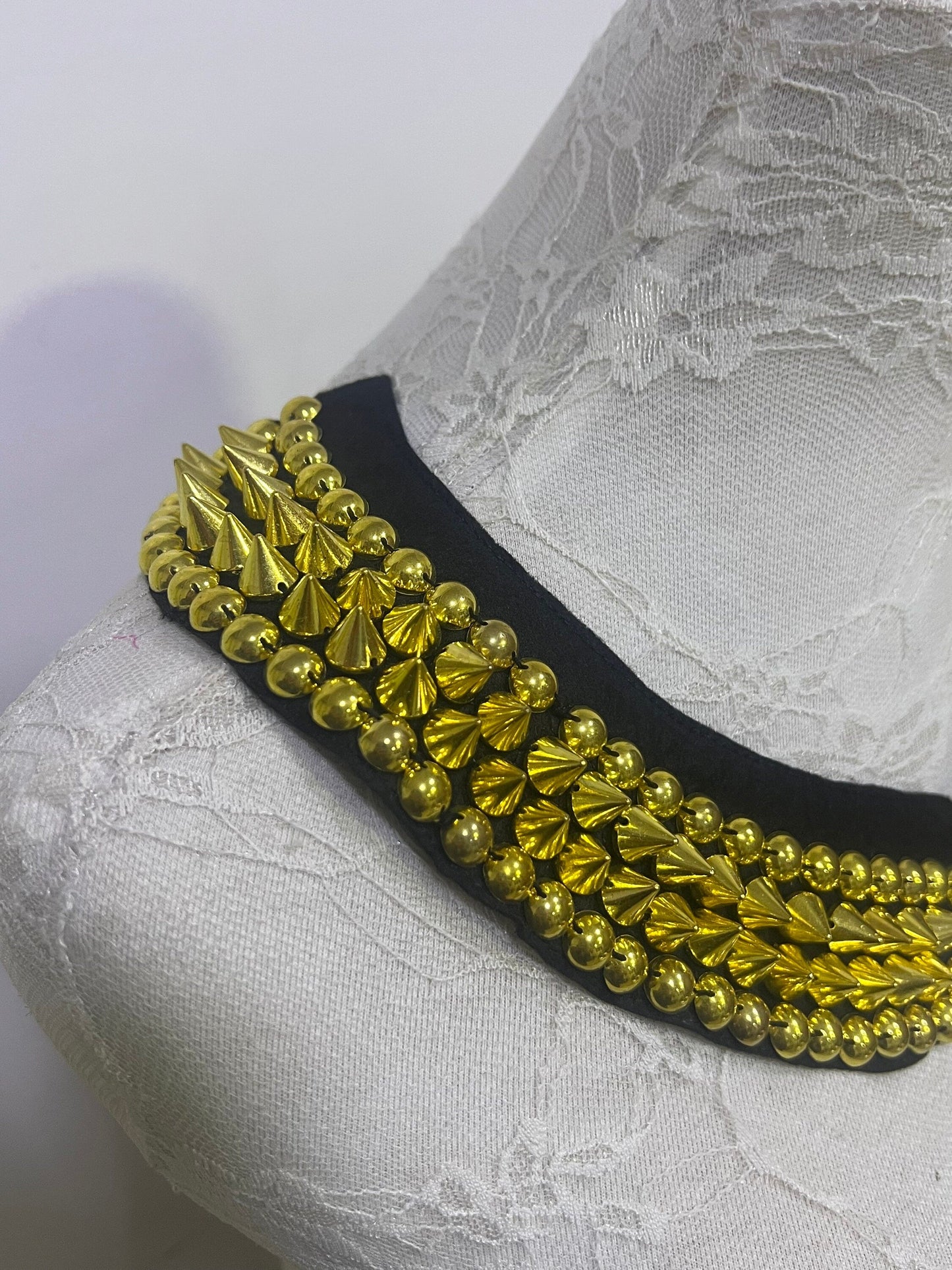 1 pair, Studded shoulder, studded neckline trim, shoulder spike trim, stud trim, neckline trim, neckline spike trim, studded collar