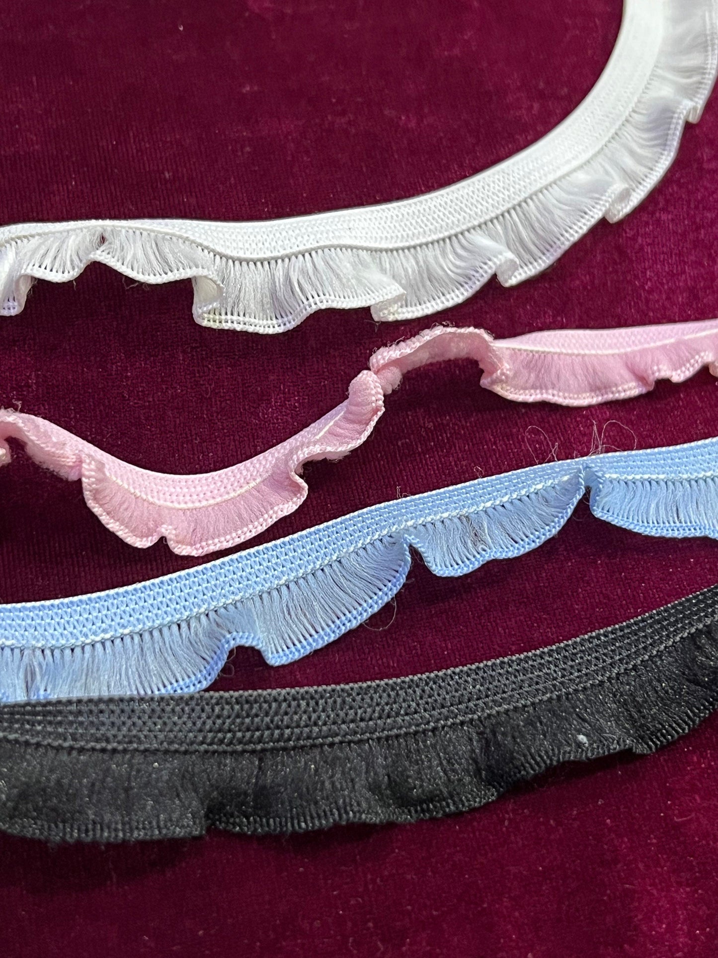 Embroidery Ruffle Edge Elastic, Lingerie Elastic, Organza Frill Ruffle for sewing ,lingerie, crafts, frill, organza. Frill, Edging Lace