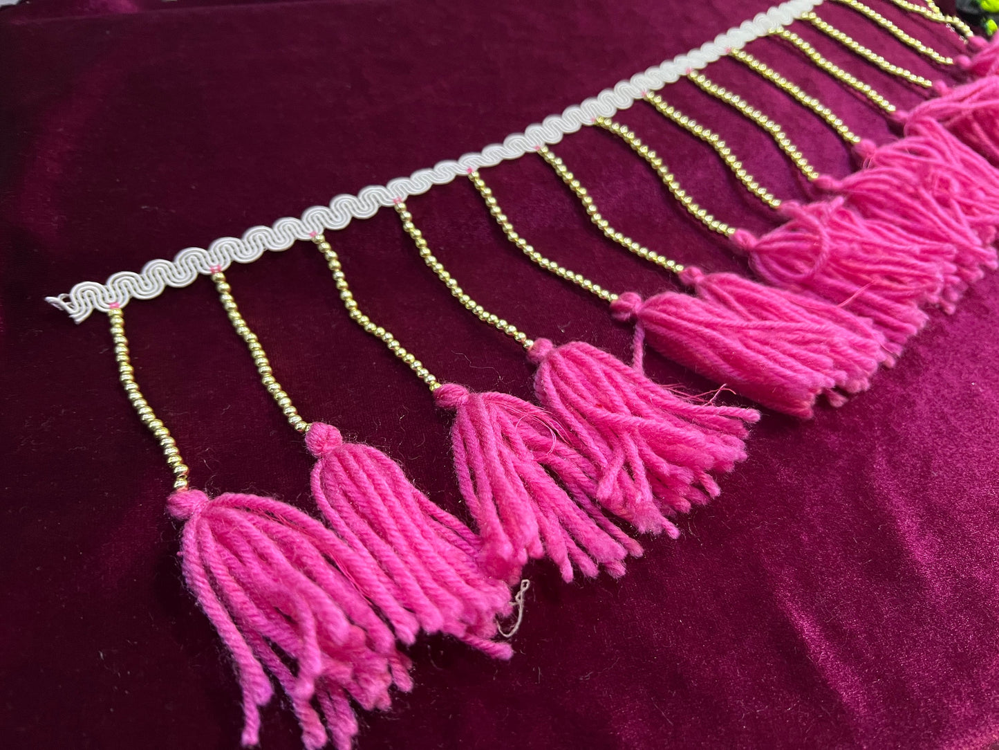 Tassel Fringe with beads trim, Cotton Tassel Trim, Decoration Ribbon, Sewing Craft, festival trim, festival fringe