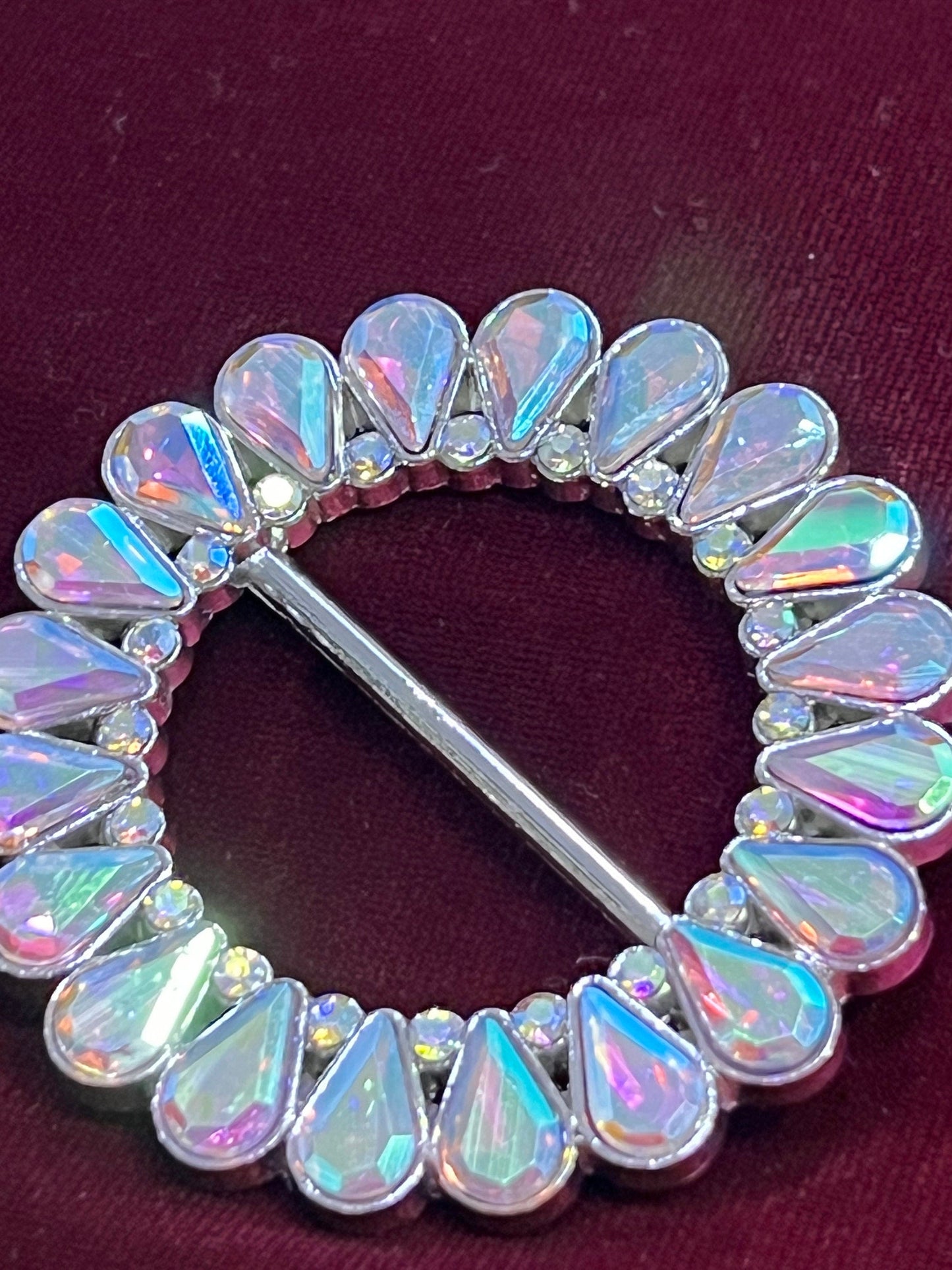 Flat Iridescent Rhinestone Metal Buckle, Iridescent Buckle, Metal Buckle,