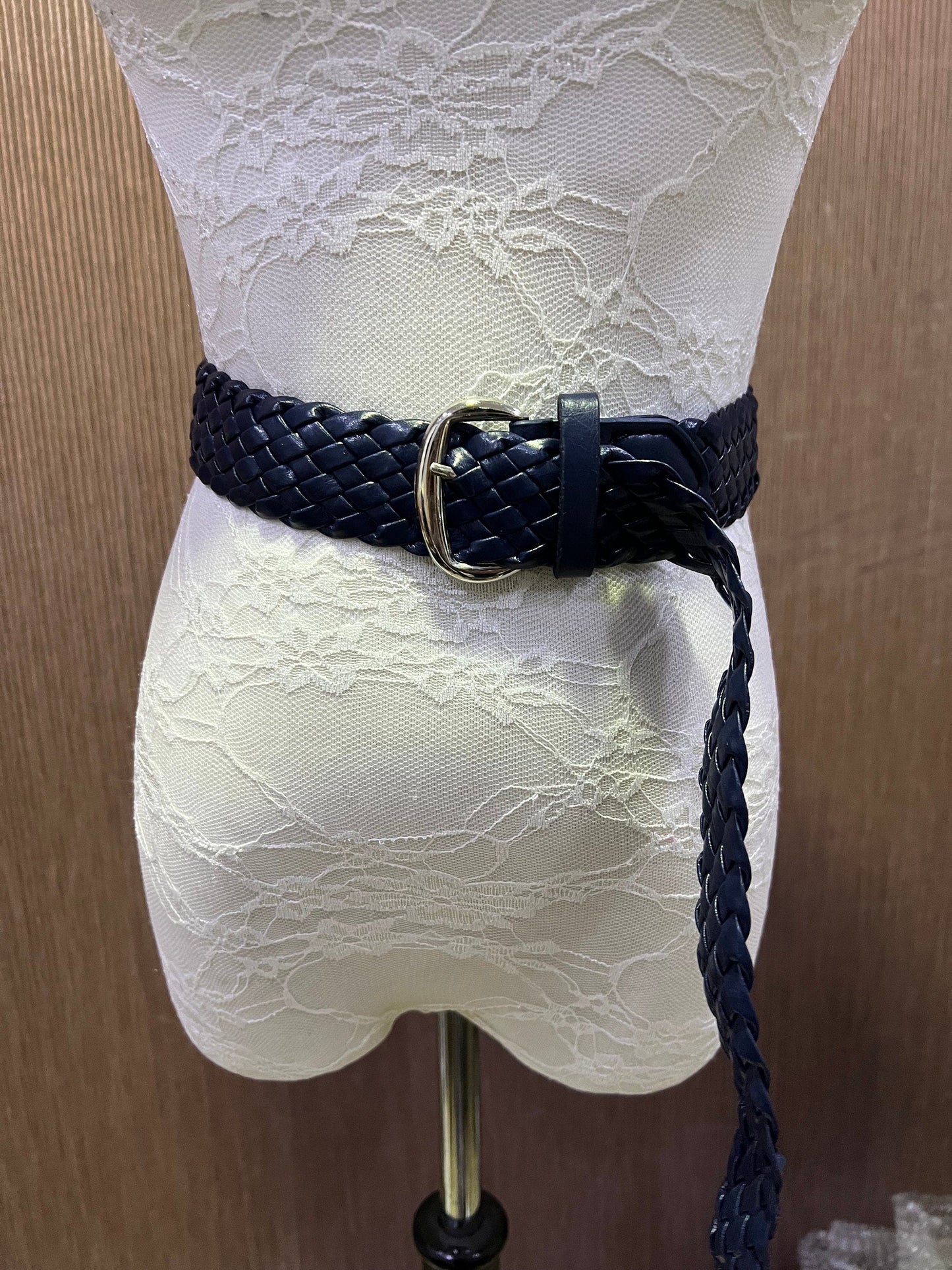 Navy belt 3.7cm wide Plaited belt, plaited belt, braided belt, skinny belt, blue belt, navy belt, woven belt