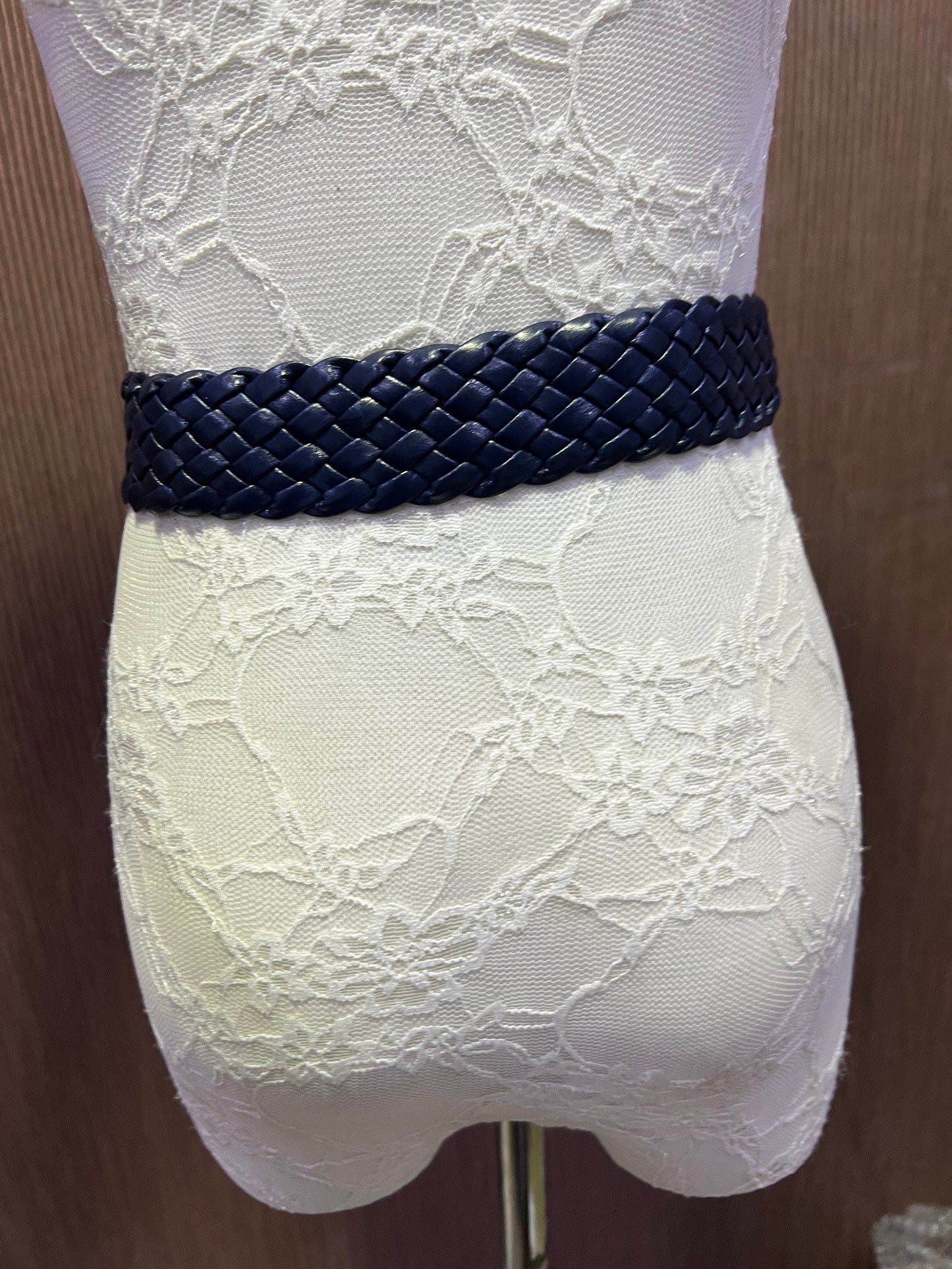 Navy belt 3.7cm wide Plaited belt, plaited belt, braided belt, skinny belt, blue belt, navy belt, woven belt