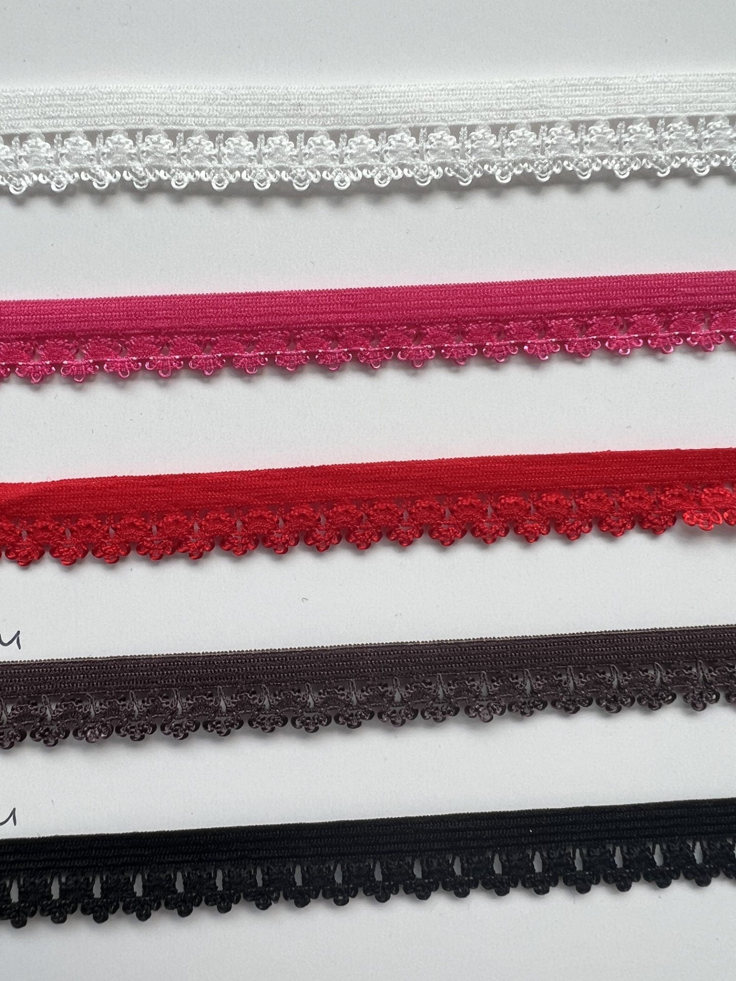12mm, Lingerie Elastic, Decorative Edging Lingerie, Elasticated Lace Trim for Underwear, knicker elastic, ric Rac elastic, picot elastic