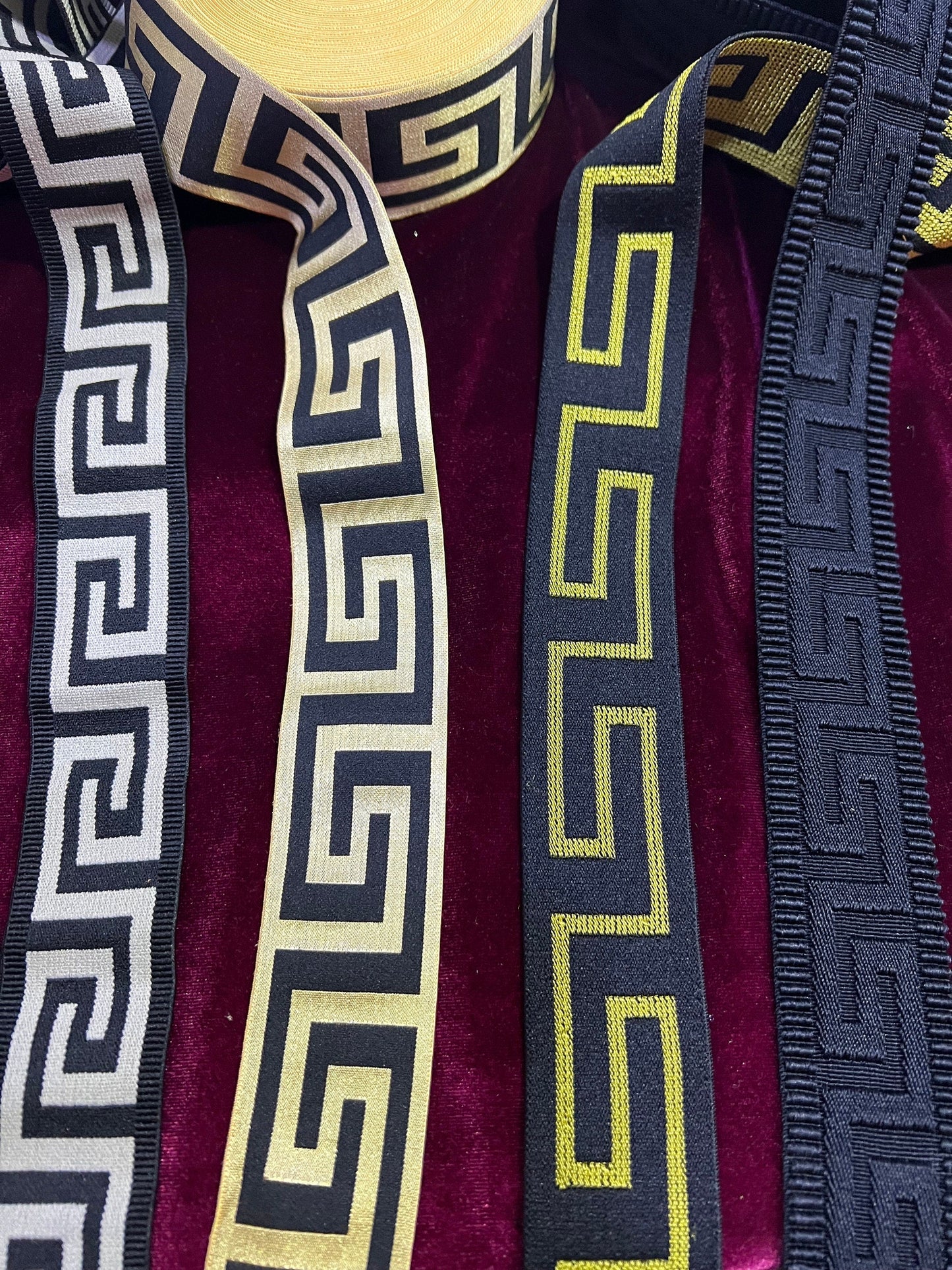Elastic Geometric Pattern Tape, Elastic Tape, Embossed Tape, aztec elastic, Patterned Elastic, Elastic, zig zag elastic, greek key elastic