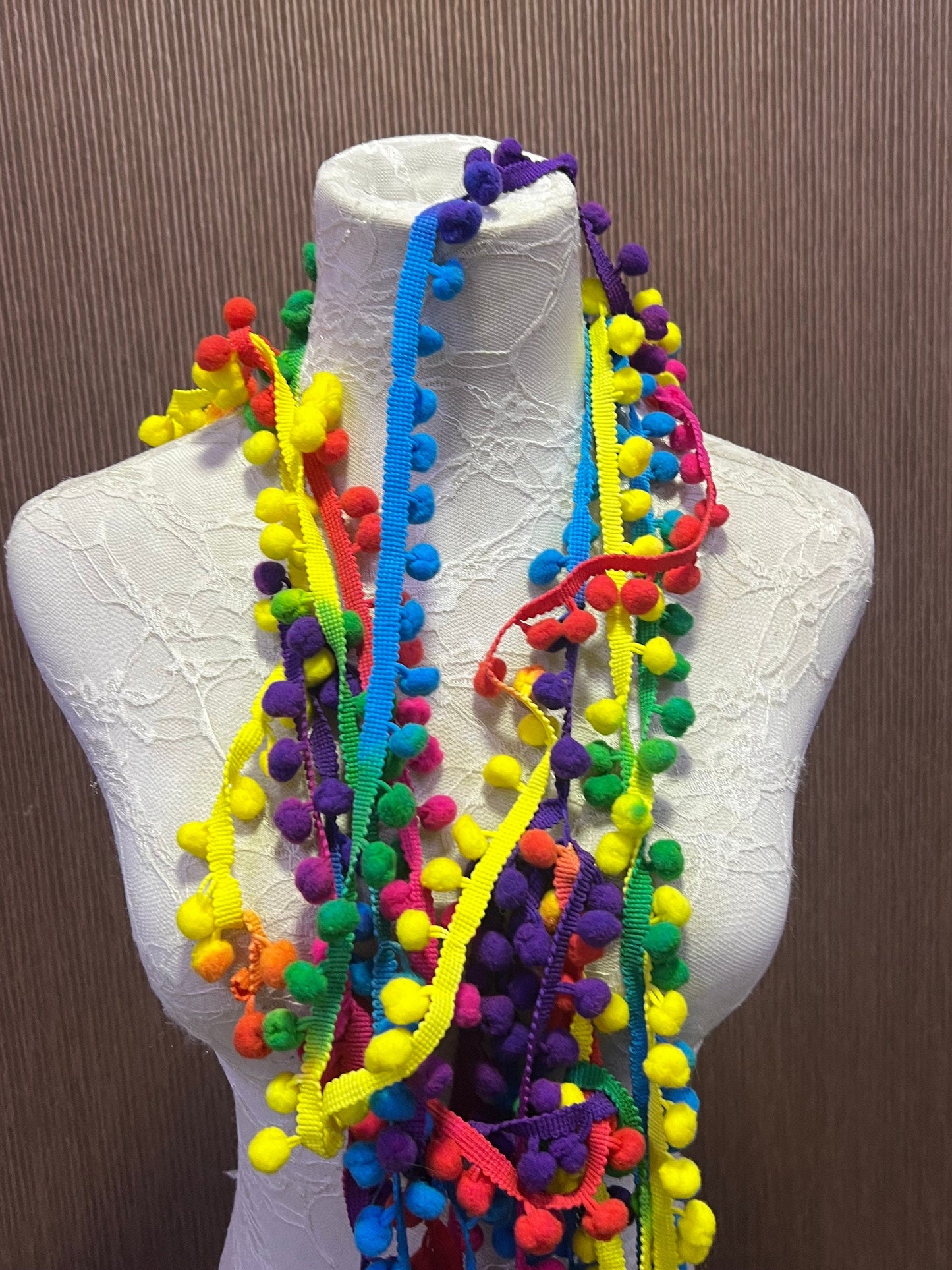 Colourful Pom Pom Trim, Pom Pom, Multi-colours, dip dye pom pom, festival trim, festival pom pom, multi colour pom pom, pom pom,