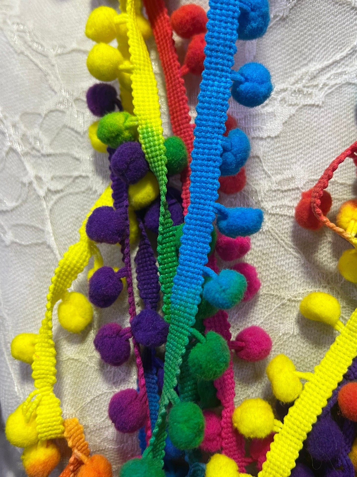 Colourful Pom Pom Trim, Pom Pom, Multi-colours, dip dye pom pom, festival trim, festival pom pom, multi colour pom pom, pom pom,