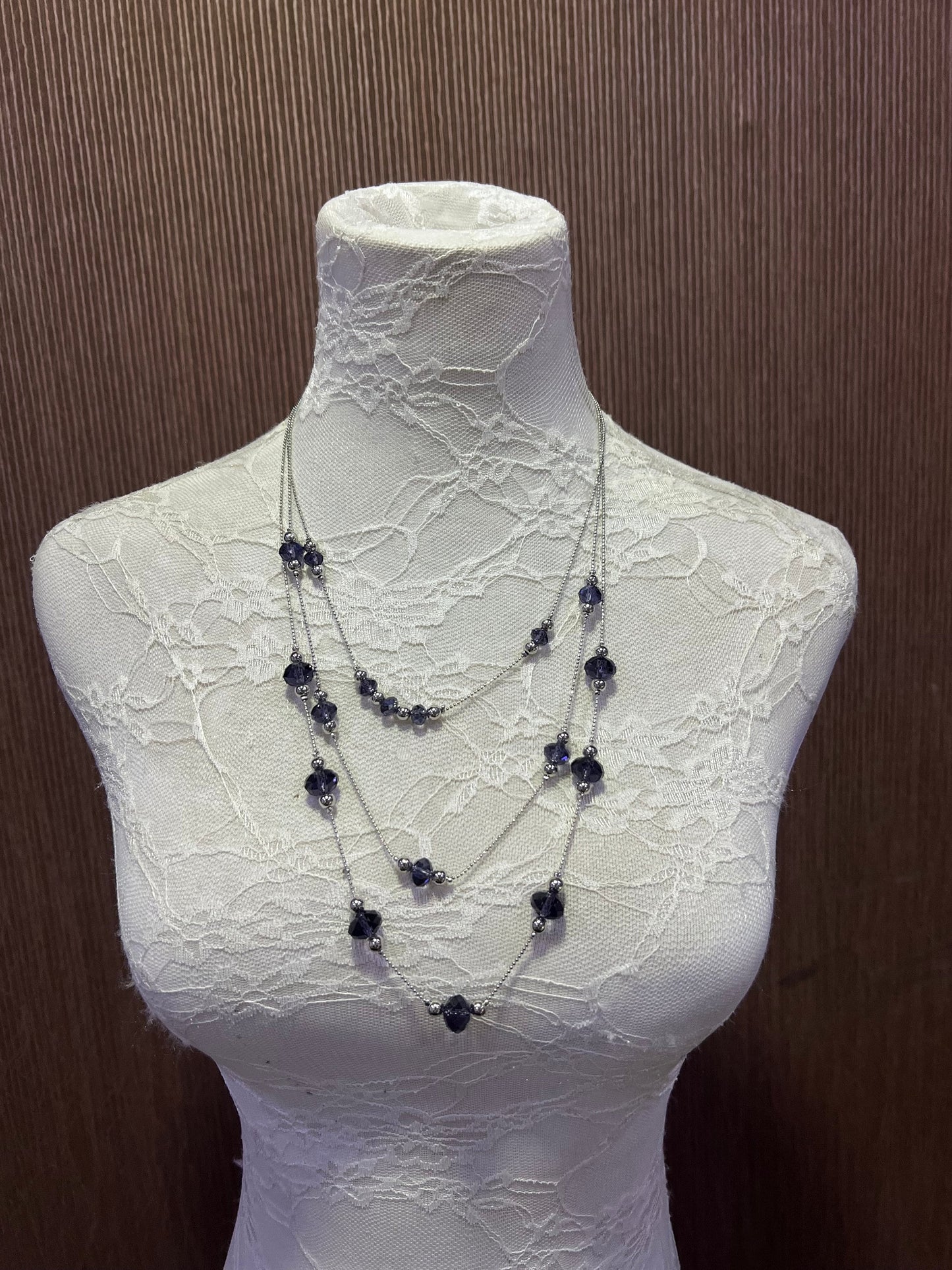 Crystal Necklace, Fancy Beaded Jewel, Silver necklace, Jewel necklace, Chain, Necklace