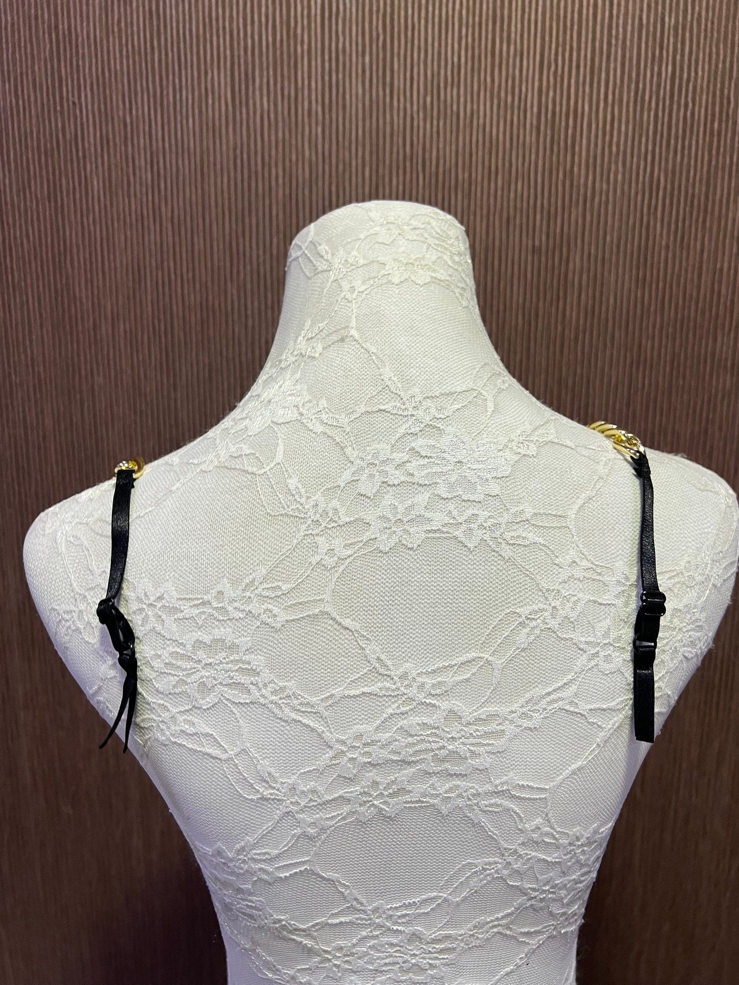 7mm Black with gold chain Adjustable Bra Straps, Fashion Bra Straps, Straps for Lingerie, Tops, Underwear, Swimwear, bra accessories, chain