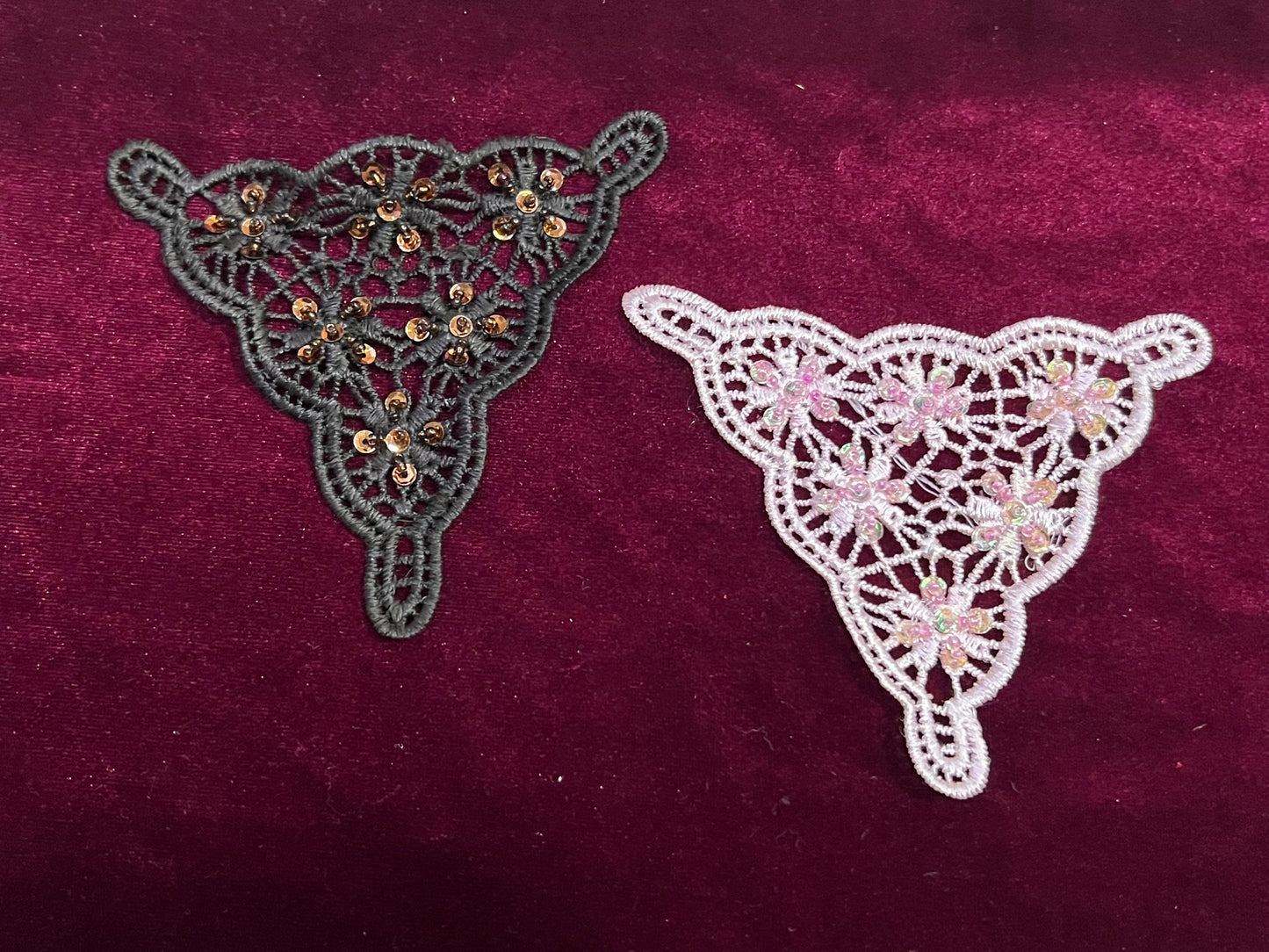 Embroidered Floral lace motif beaded with sequins and beads, Lace Applique, neck trim, occasion wear appliqué, embroidered applique